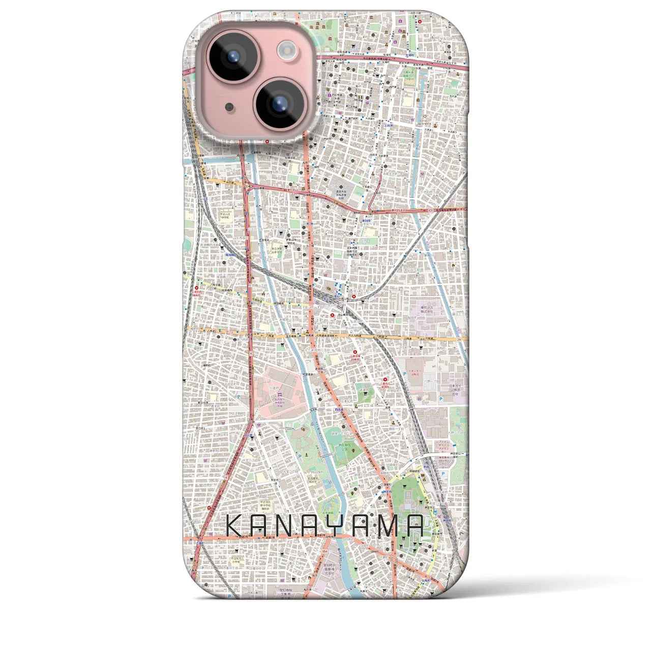 【金山】地図柄iPhoneケース（バックカバータイプ・ナチュラル）iPhone 15 Plus 用