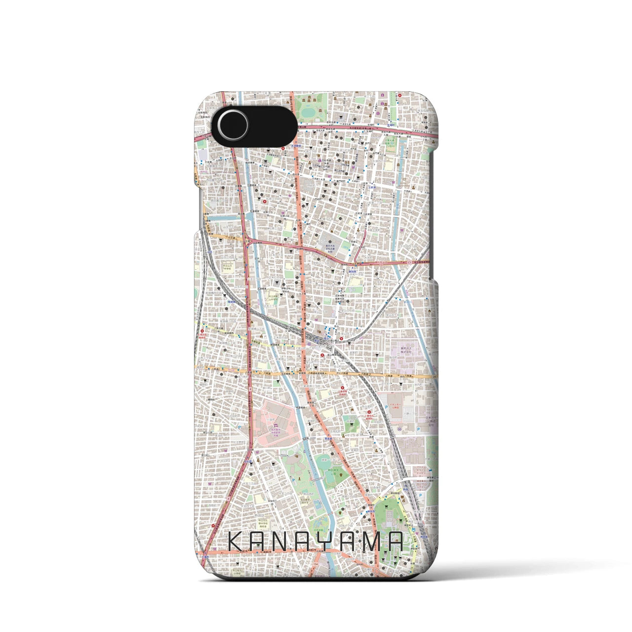 【金山】地図柄iPhoneケース（バックカバータイプ・ナチュラル）iPhone SE（第3 / 第2世代） / 8 / 7 / 6s / 6 用