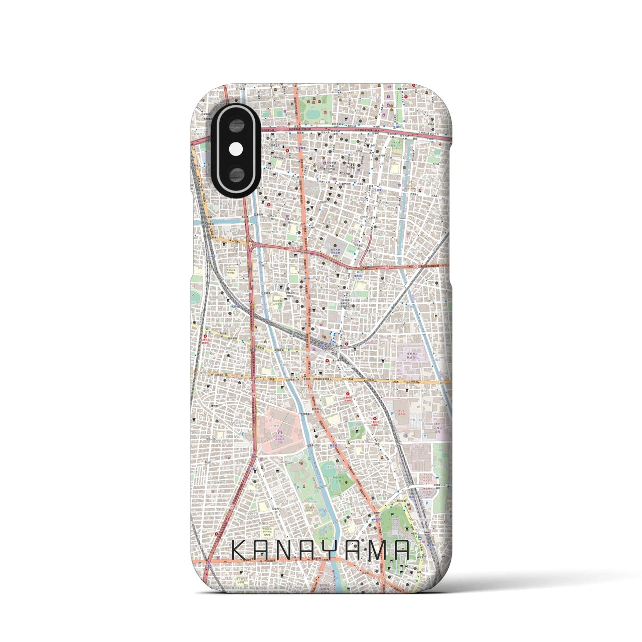 【金山】地図柄iPhoneケース（バックカバータイプ・ナチュラル）iPhone XS / X 用