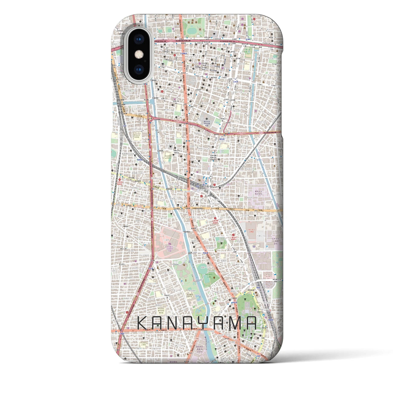 【金山】地図柄iPhoneケース（バックカバータイプ・ナチュラル）iPhone XS Max 用