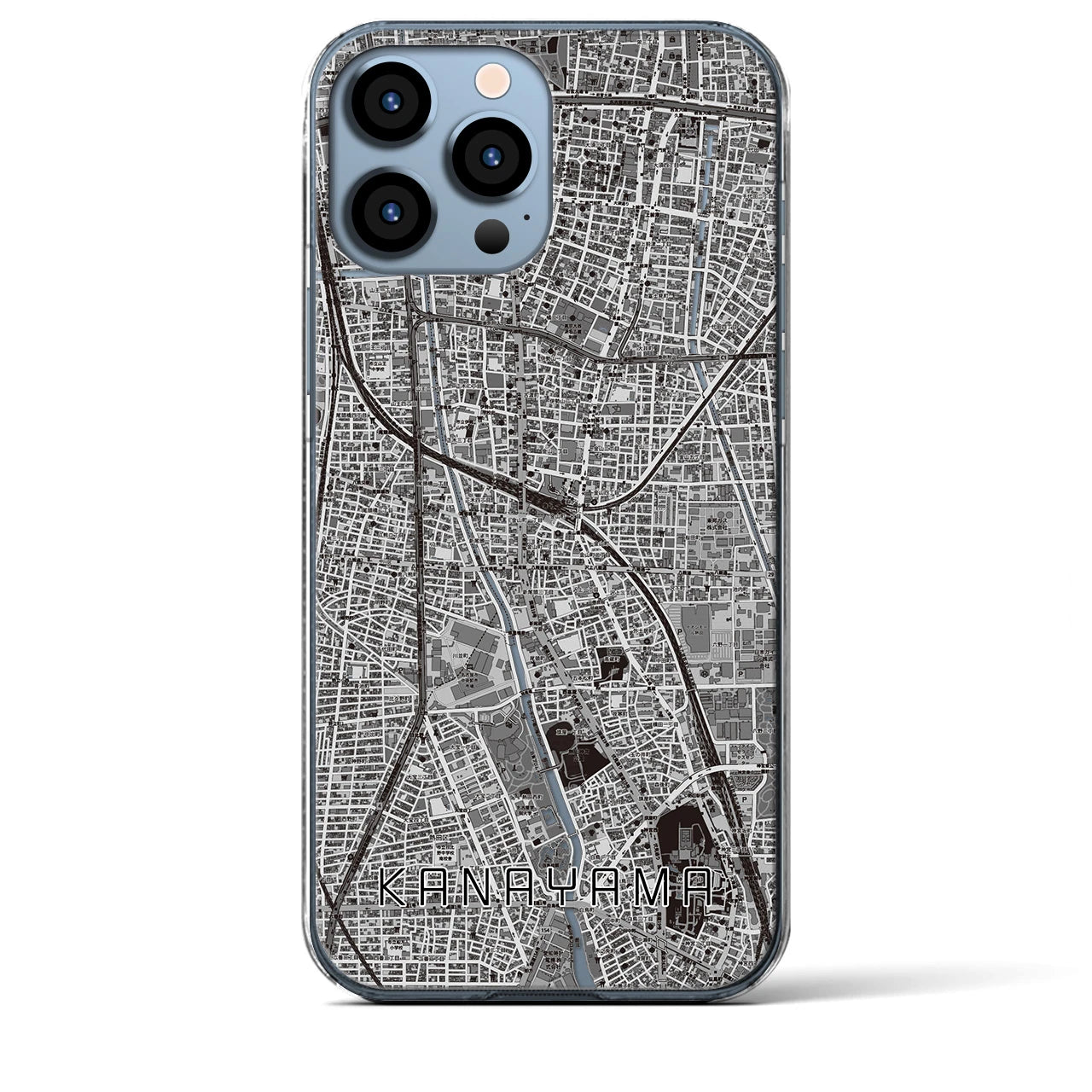【金山】地図柄iPhoneケース（クリアタイプ・モノトーン）iPhone 13 Pro Max 用