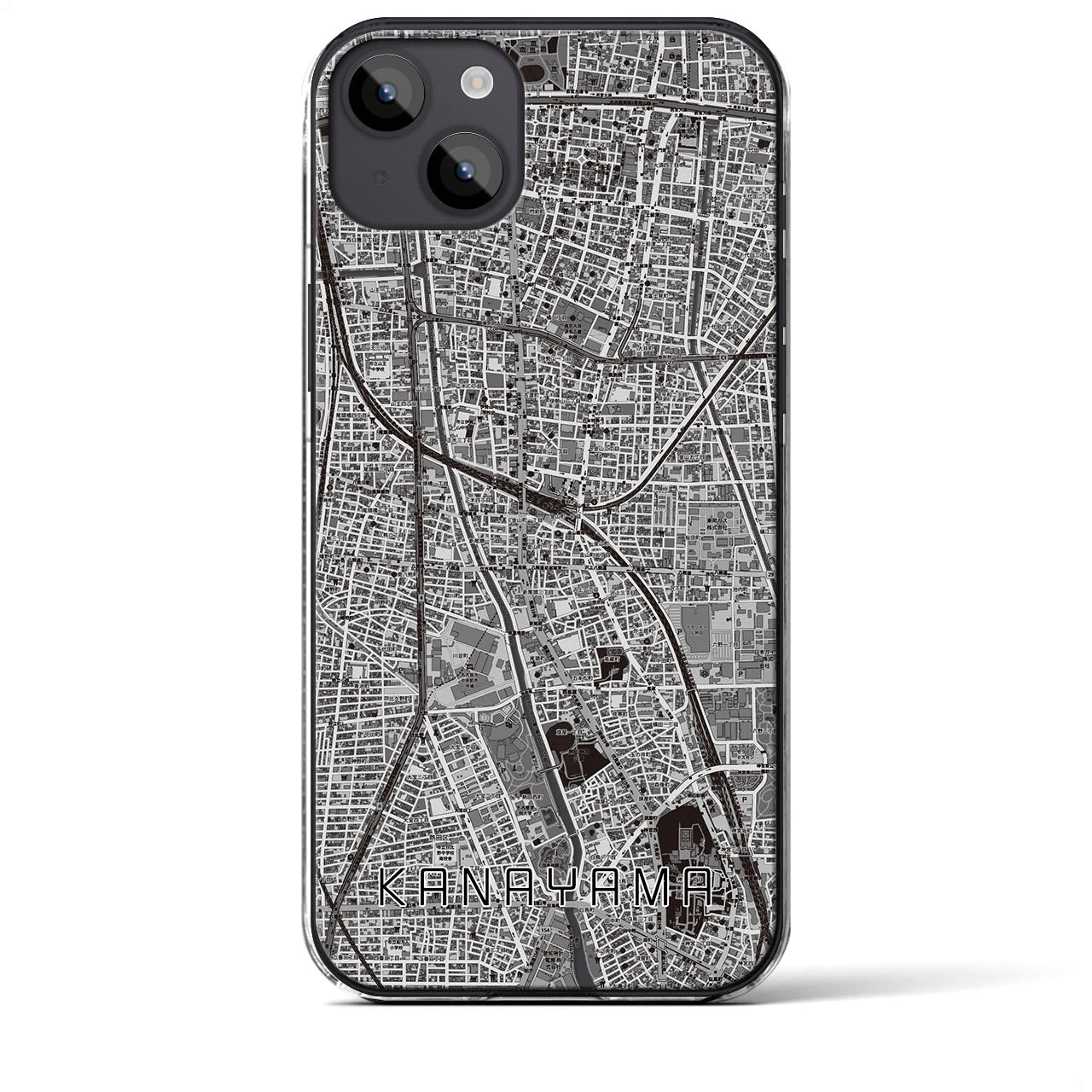 【金山】地図柄iPhoneケース（クリアタイプ・モノトーン）iPhone 14 Plus 用