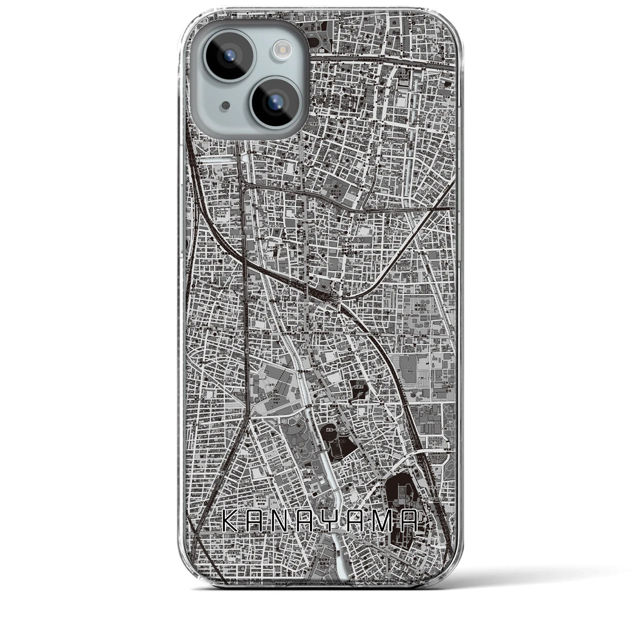 【金山】地図柄iPhoneケース（クリアタイプ・モノトーン）iPhone 15 Plus 用