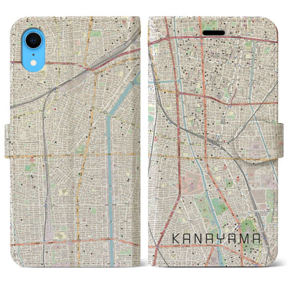 【金山】地図柄iPhoneケース（手帳両面タイプ・ナチュラル）iPhone XR 用