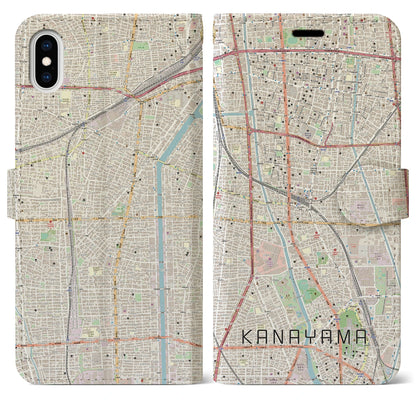 【金山】地図柄iPhoneケース（手帳両面タイプ・ナチュラル）iPhone XS Max 用