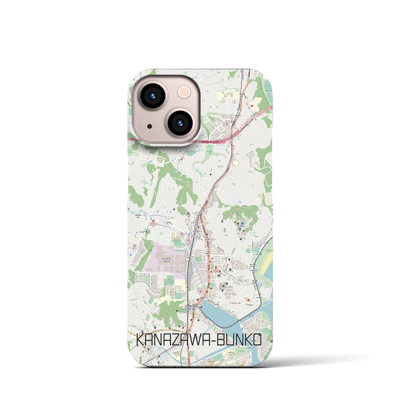 【金沢文庫】地図柄iPhoneケース（バックカバータイプ・ナチュラル）iPhone 13 mini 用