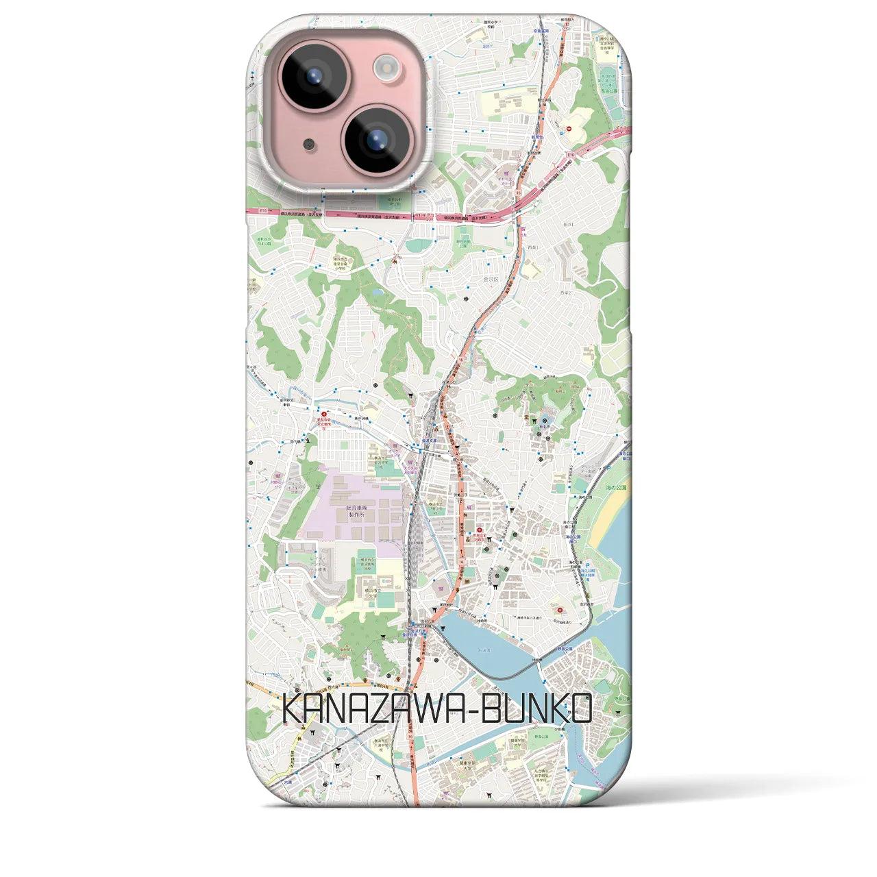 【金沢文庫】地図柄iPhoneケース（バックカバータイプ・ナチュラル）iPhone 15 Plus 用