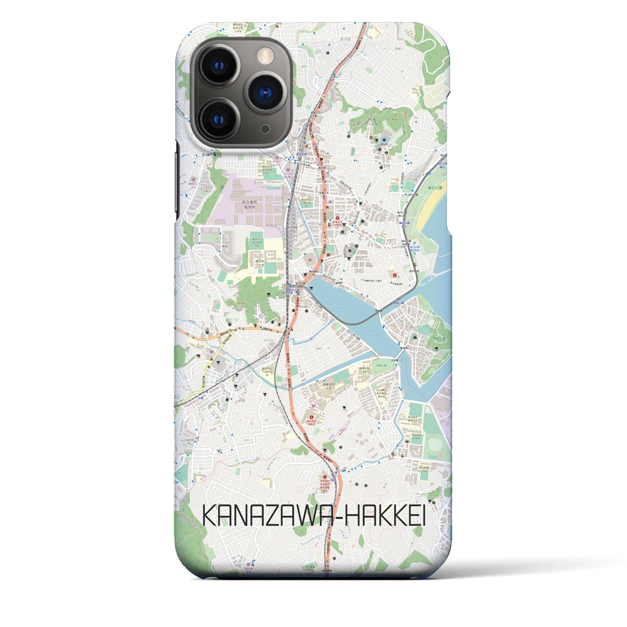 【金沢八景】地図柄iPhoneケース（バックカバータイプ・ナチュラル）iPhone 11 Pro Max 用