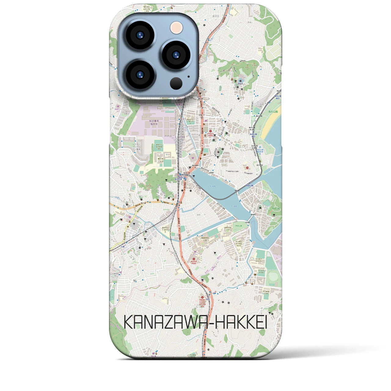 【金沢八景】地図柄iPhoneケース（バックカバータイプ・ナチュラル）iPhone 13 Pro Max 用