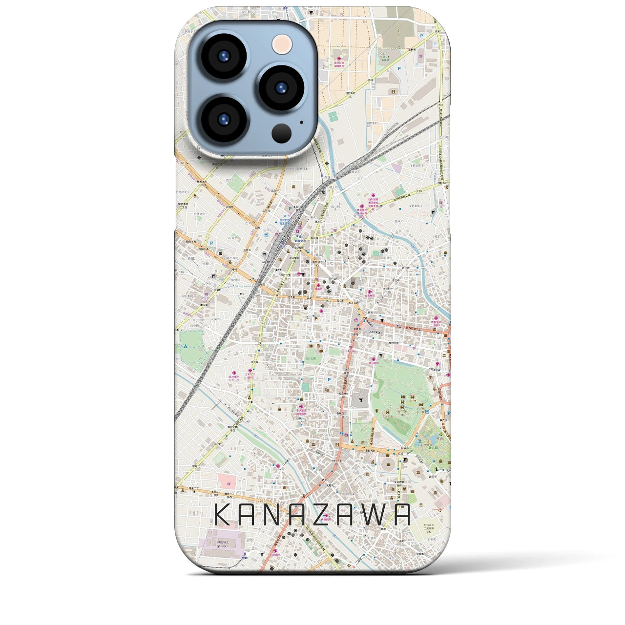 【金沢】地図柄iPhoneケース（バックカバータイプ・ナチュラル）iPhone 13 Pro Max 用