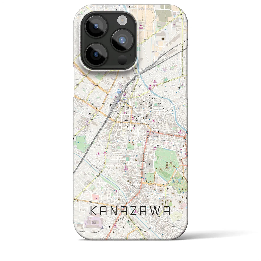 【金沢】地図柄iPhoneケース（バックカバータイプ・ナチュラル）iPhone 15 Pro Max 用