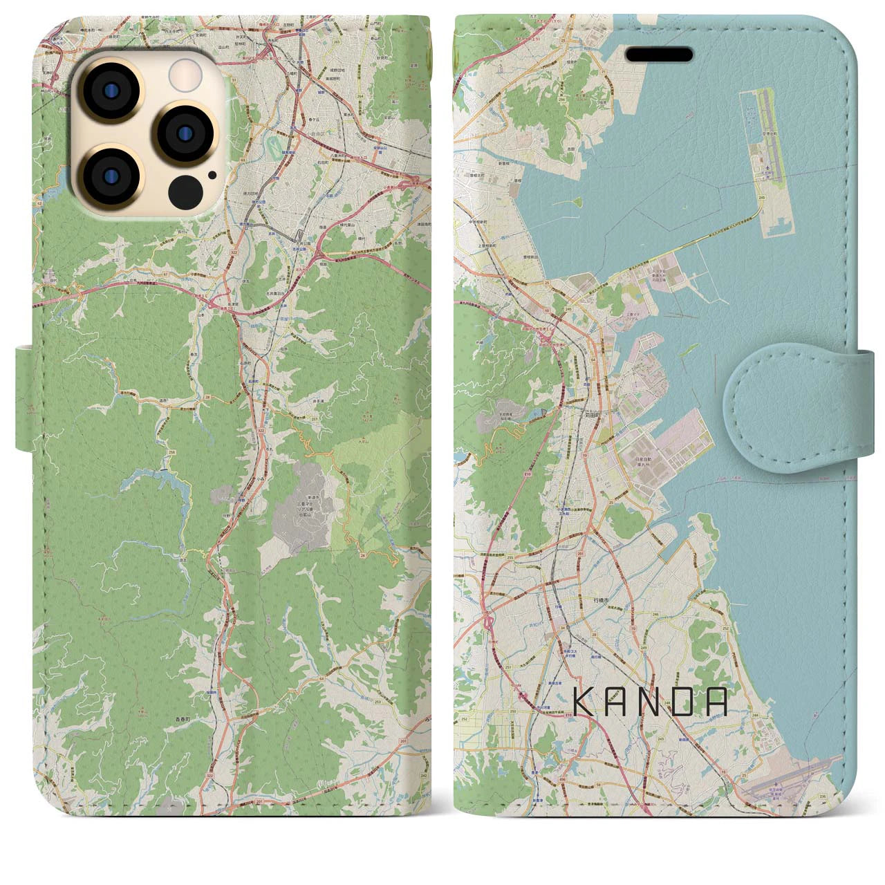 【苅田】地図柄iPhoneケース（手帳両面タイプ・ナチュラル）iPhone 12 Pro Max 用