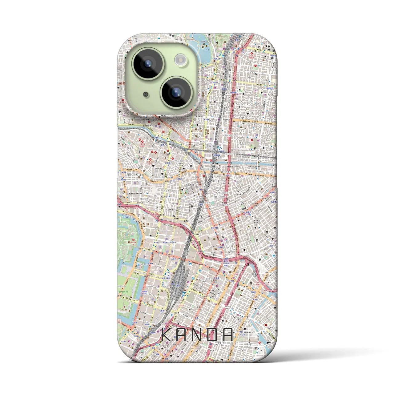 【神田】地図柄iPhoneケース（バックカバータイプ・ナチュラル）iPhone 15 用