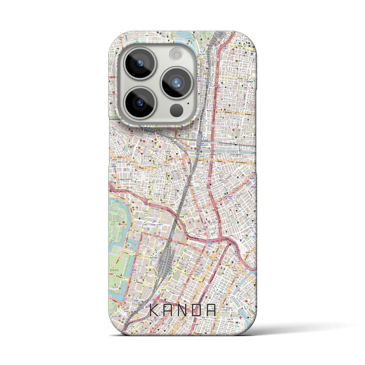 【神田】地図柄iPhoneケース（バックカバータイプ・ナチュラル）iPhone 15 Pro 用