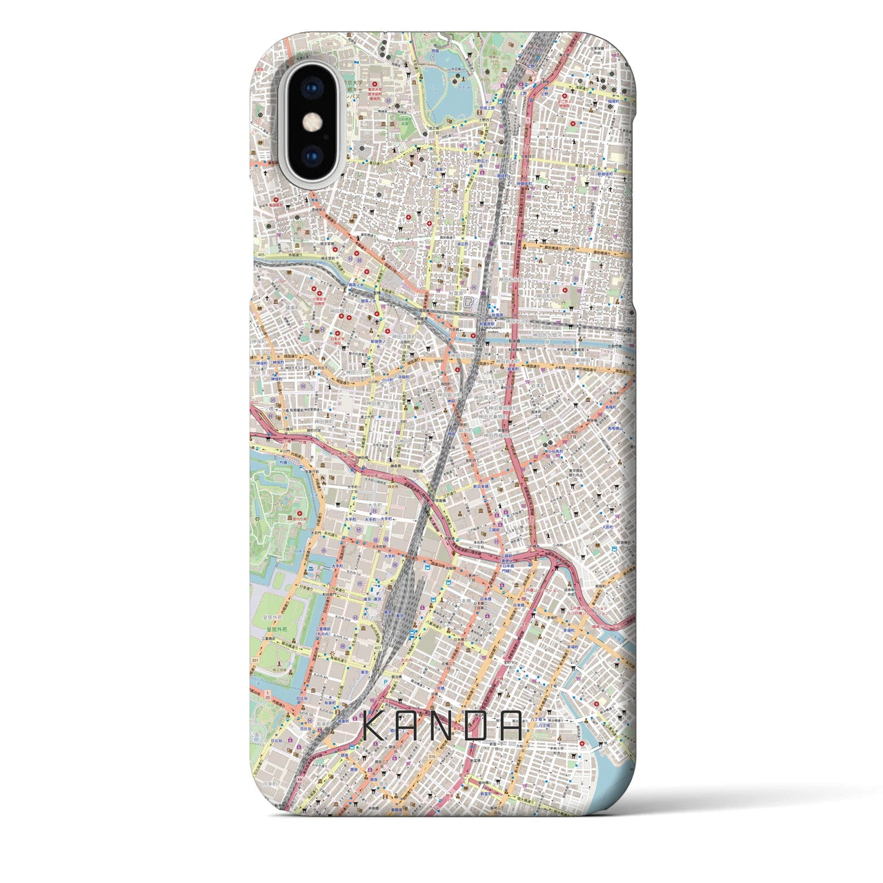 【神田】地図柄iPhoneケース（バックカバータイプ・ナチュラル）iPhone XS Max 用
