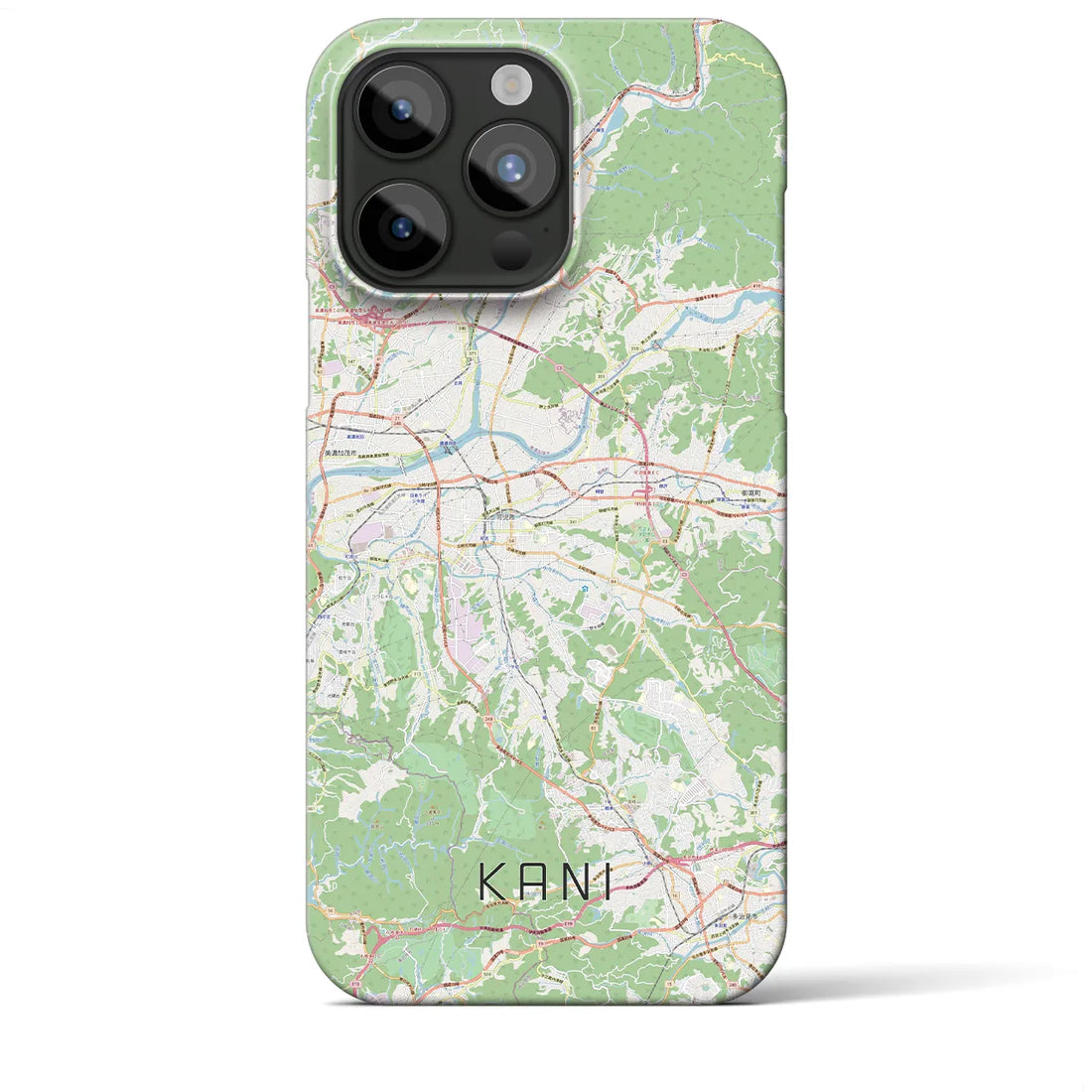 【可児】地図柄iPhoneケース（バックカバータイプ・ナチュラル）iPhone 15 Pro Max 用