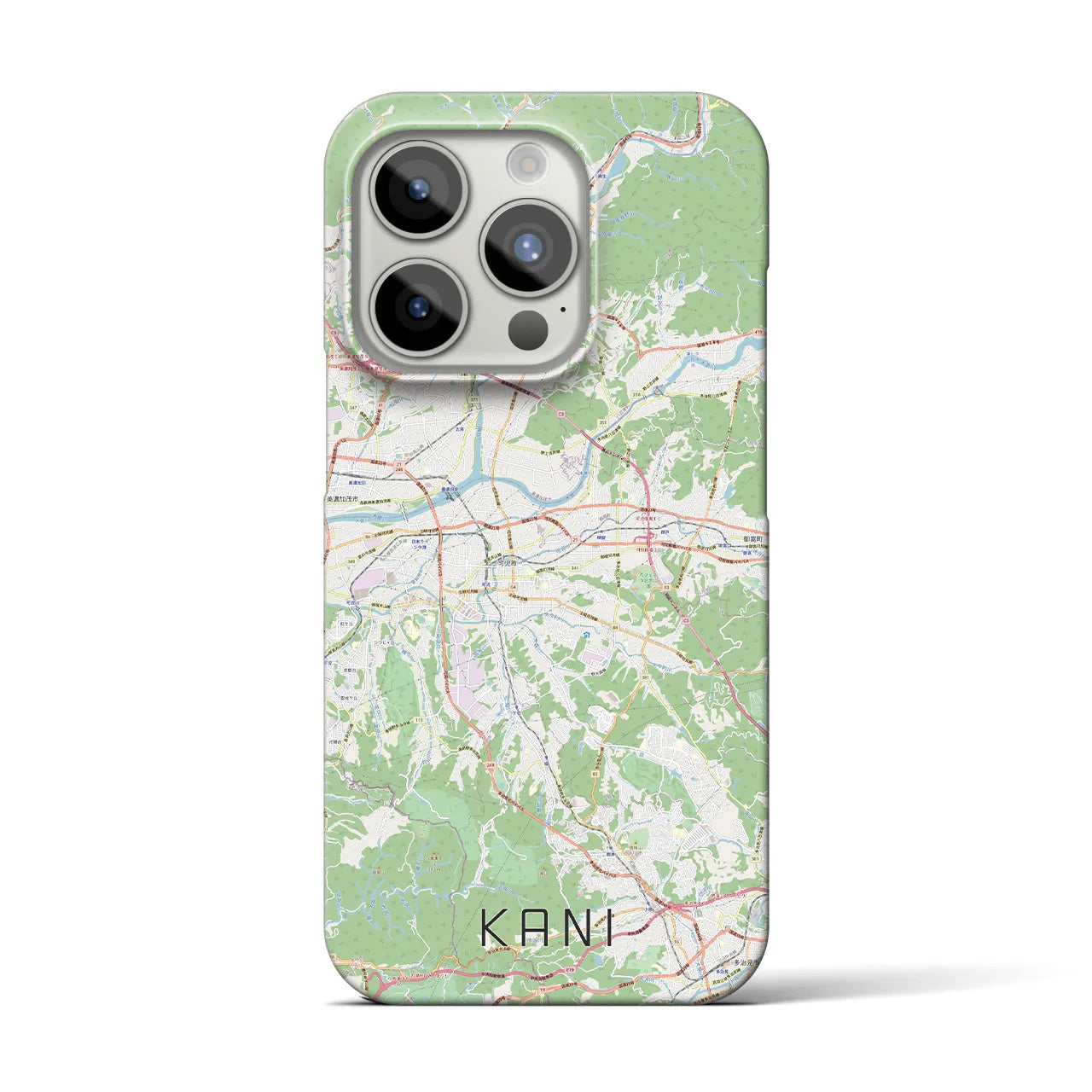 【可児】地図柄iPhoneケース（バックカバータイプ・ナチュラル）iPhone 15 Pro 用