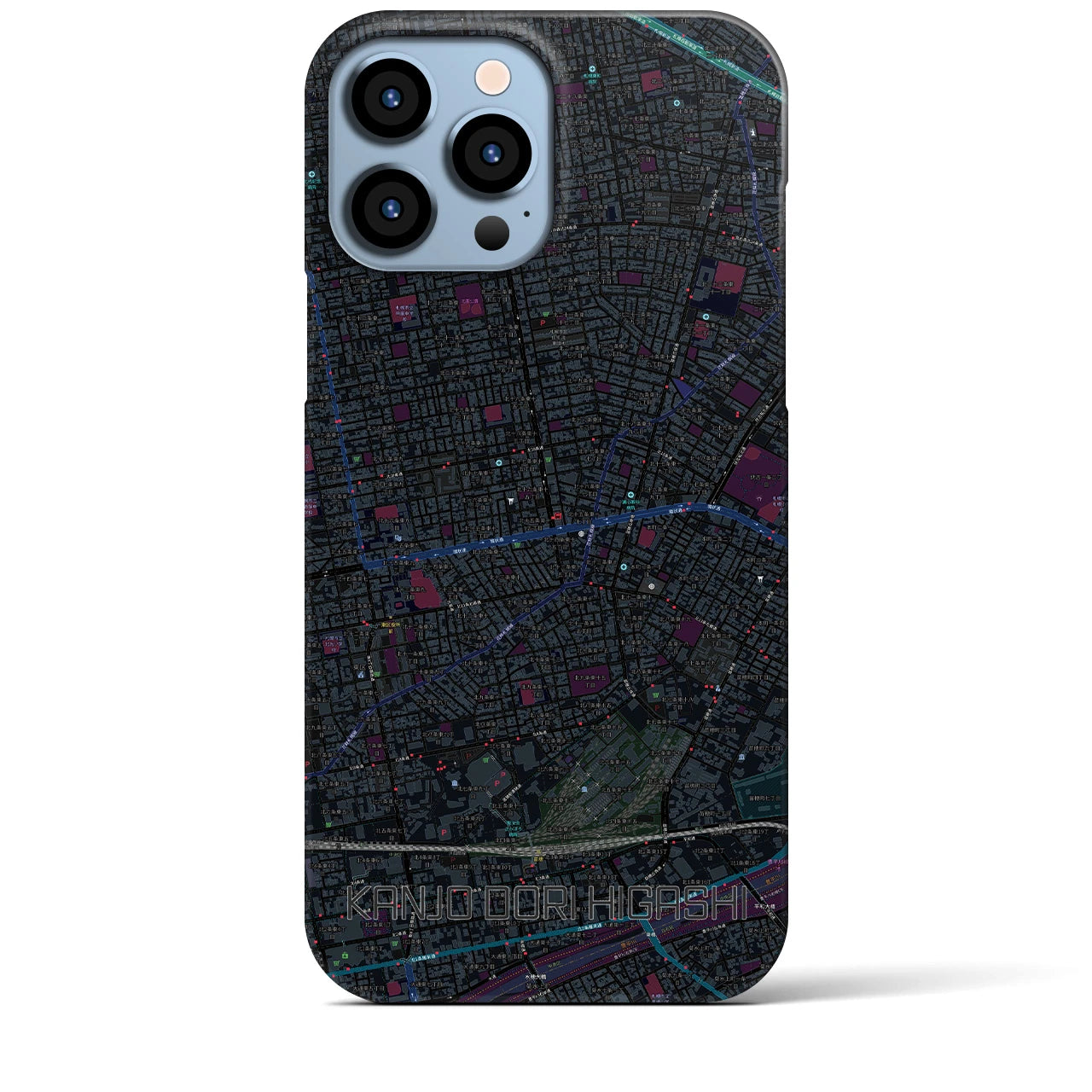 【環状通東】地図柄iPhoneケース（バックカバータイプ・ブラック）iPhone 13 Pro Max 用