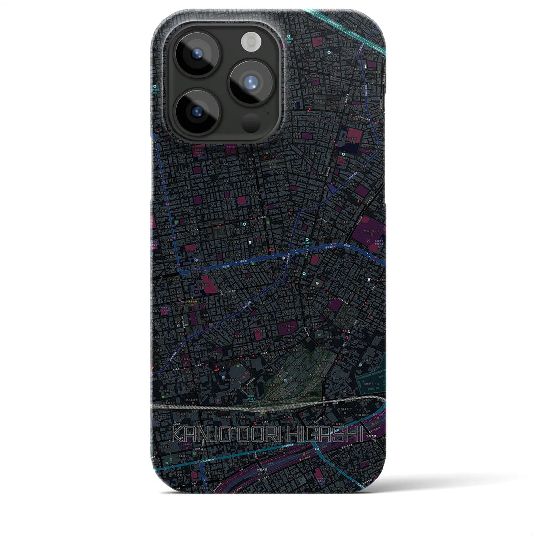 【環状通東】地図柄iPhoneケース（バックカバータイプ・ブラック）iPhone 15 Pro Max 用
