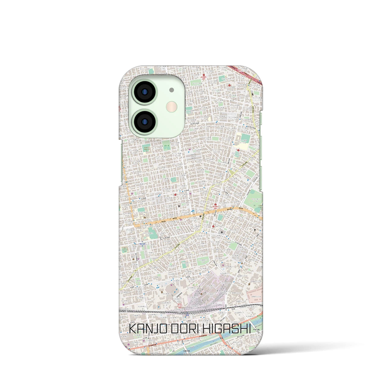 【環状通東】地図柄iPhoneケース（バックカバータイプ・ナチュラル）iPhone 12 mini 用