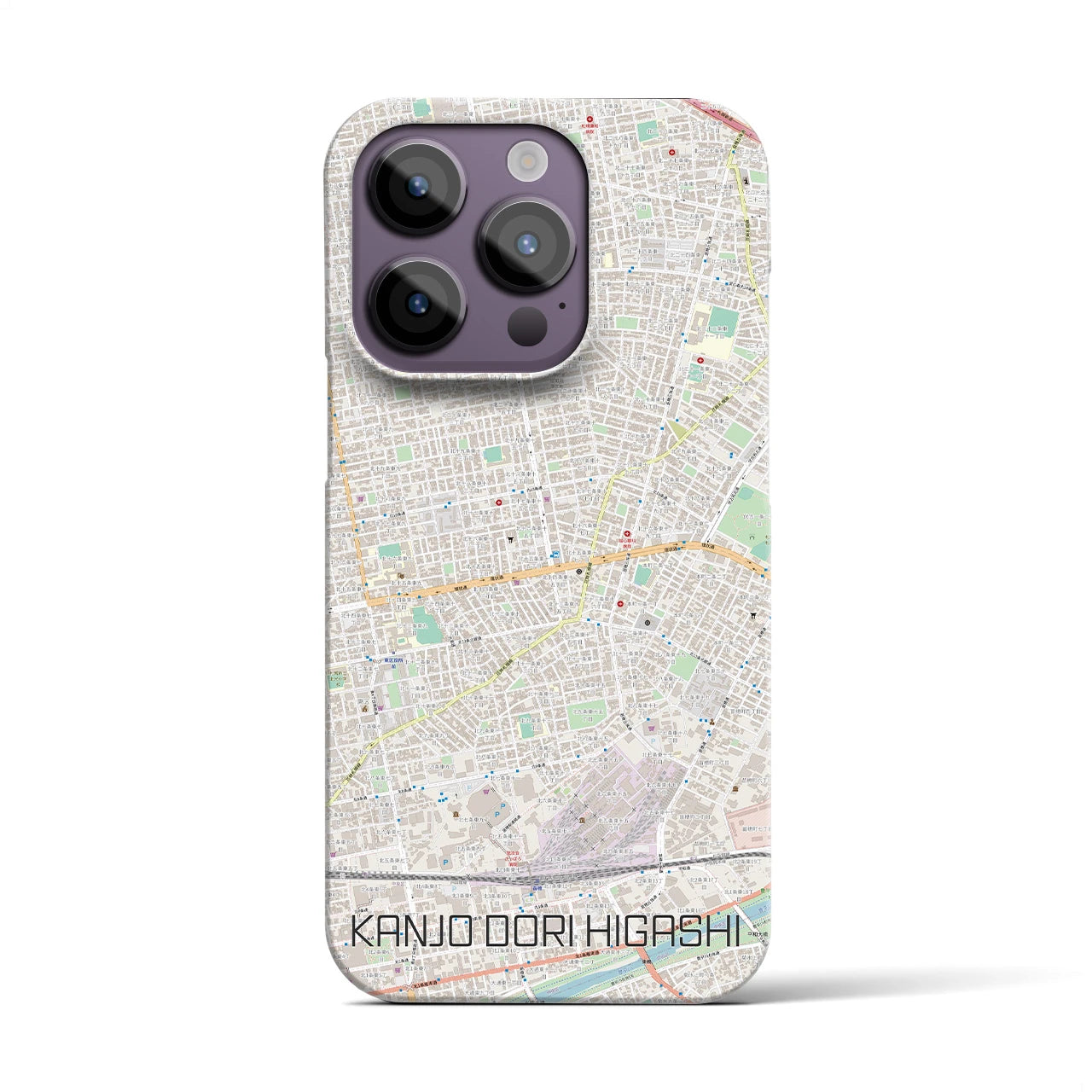 【環状通東】地図柄iPhoneケース（バックカバータイプ・ナチュラル）iPhone 14 Pro 用