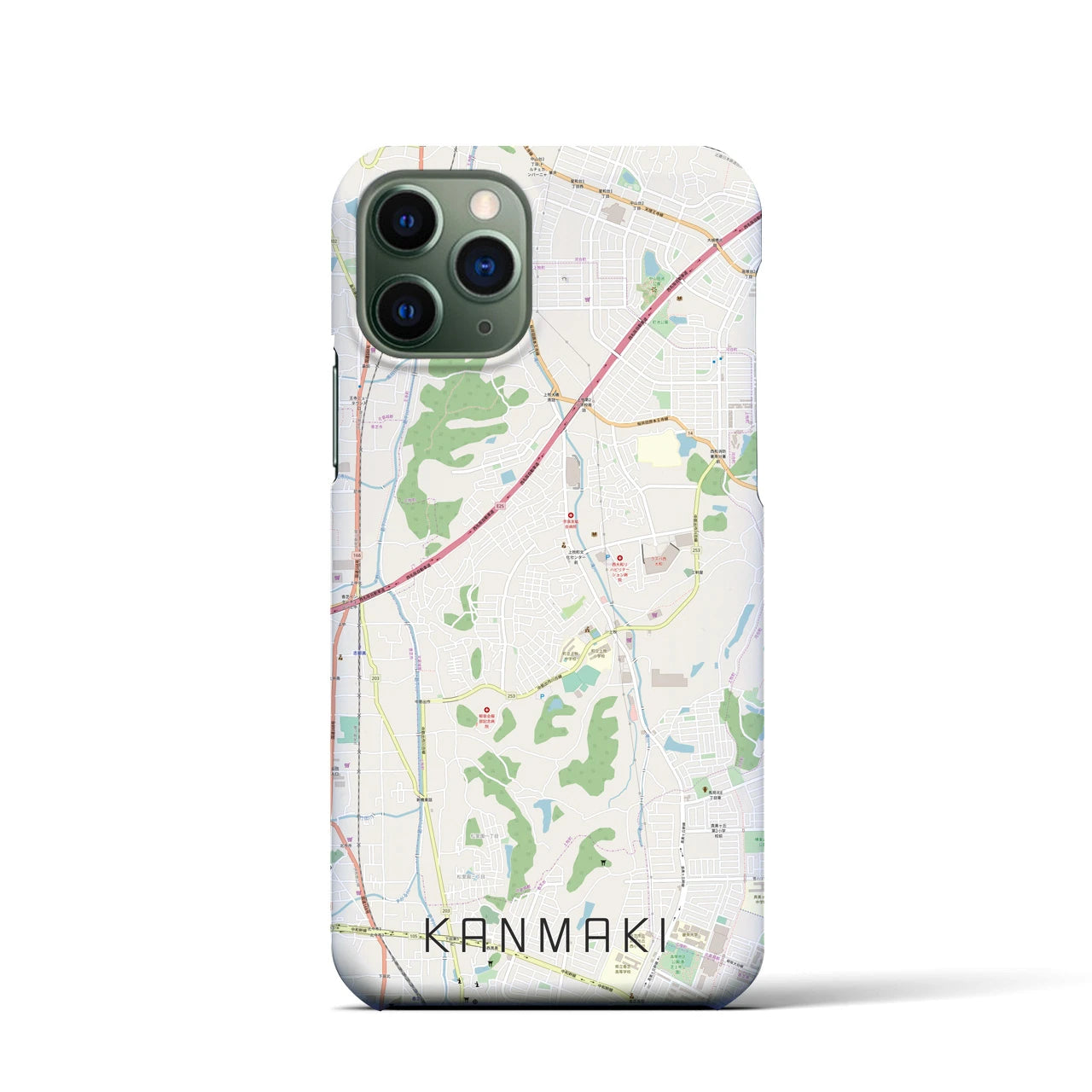 【上牧】地図柄iPhoneケース（バックカバータイプ・ナチュラル）iPhone 11 Pro 用