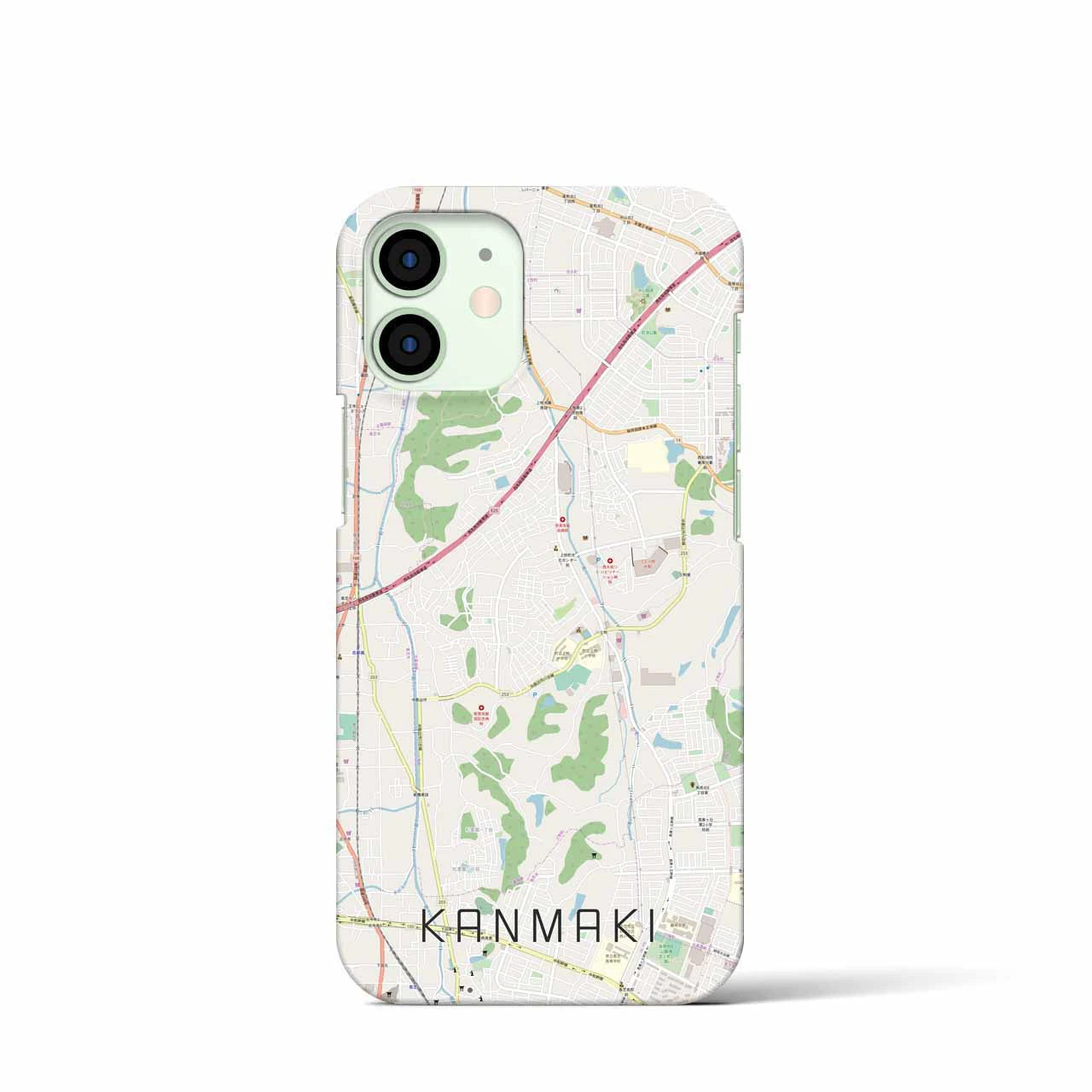 【上牧】地図柄iPhoneケース（バックカバータイプ・ナチュラル）iPhone 12 mini 用