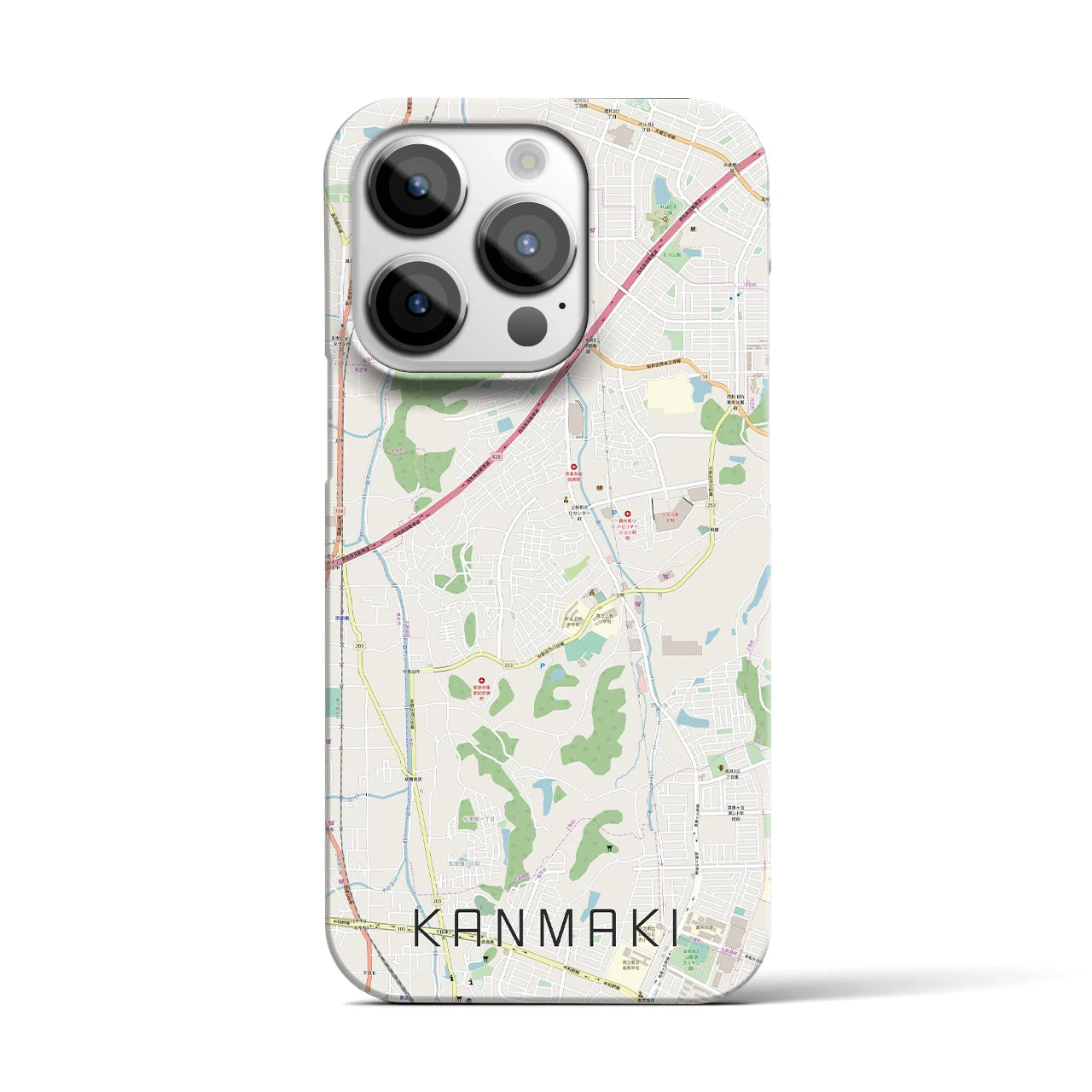 【上牧】地図柄iPhoneケース（バックカバータイプ・ナチュラル）iPhone 14 Pro 用
