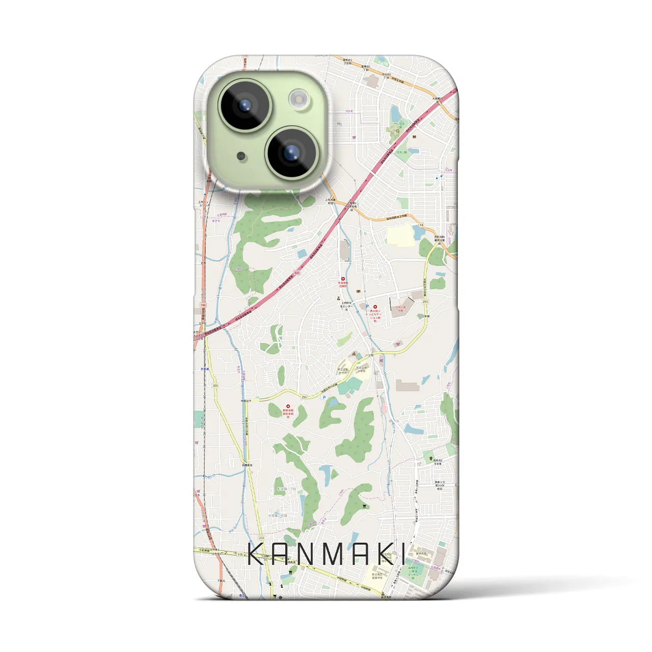 【上牧】地図柄iPhoneケース（バックカバータイプ・ナチュラル）iPhone 15 用