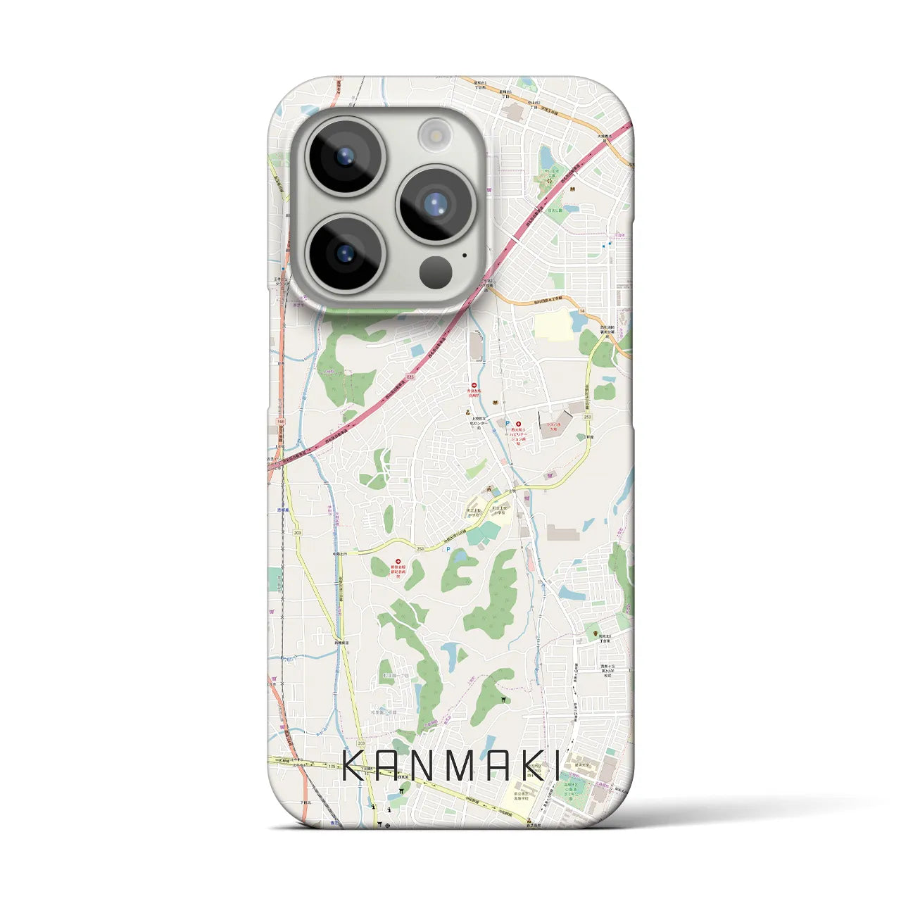 【上牧】地図柄iPhoneケース（バックカバータイプ・ナチュラル）iPhone 15 Pro 用