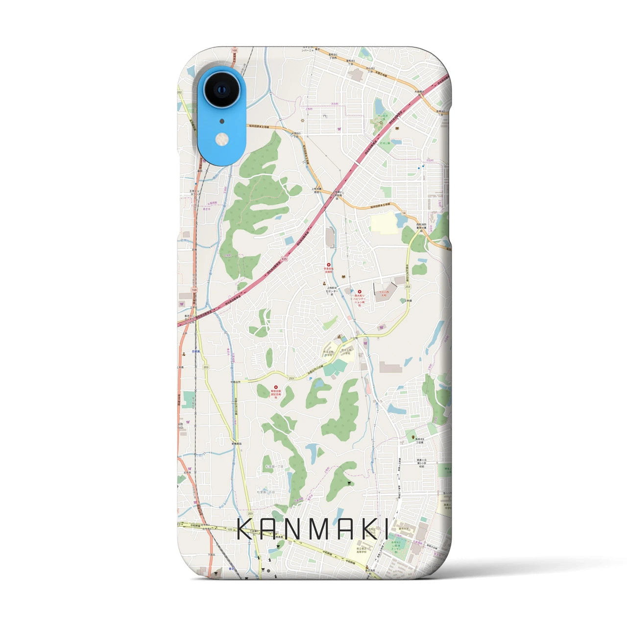 【上牧】地図柄iPhoneケース（バックカバータイプ・ナチュラル）iPhone XR 用
