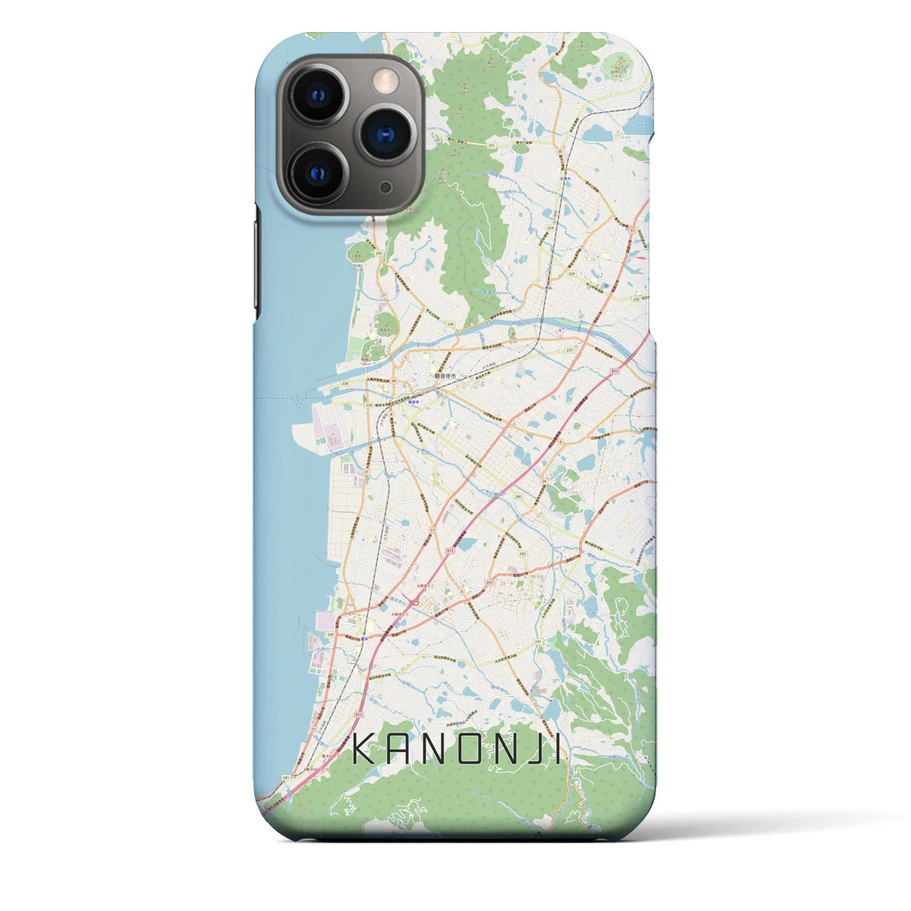 【観音寺】地図柄iPhoneケース（バックカバータイプ・ナチュラル）iPhone 11 Pro Max 用