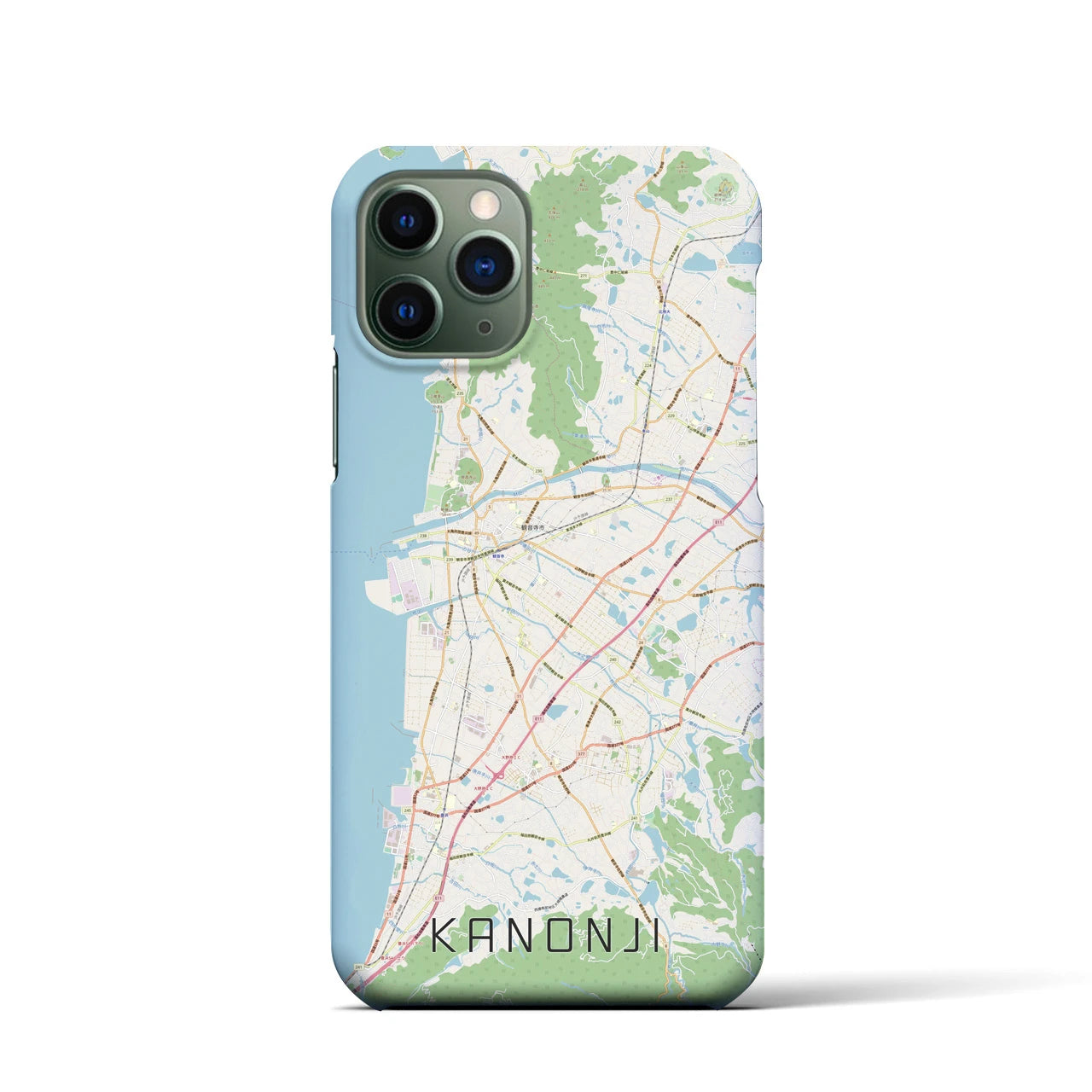 【観音寺】地図柄iPhoneケース（バックカバータイプ・ナチュラル）iPhone 11 Pro 用