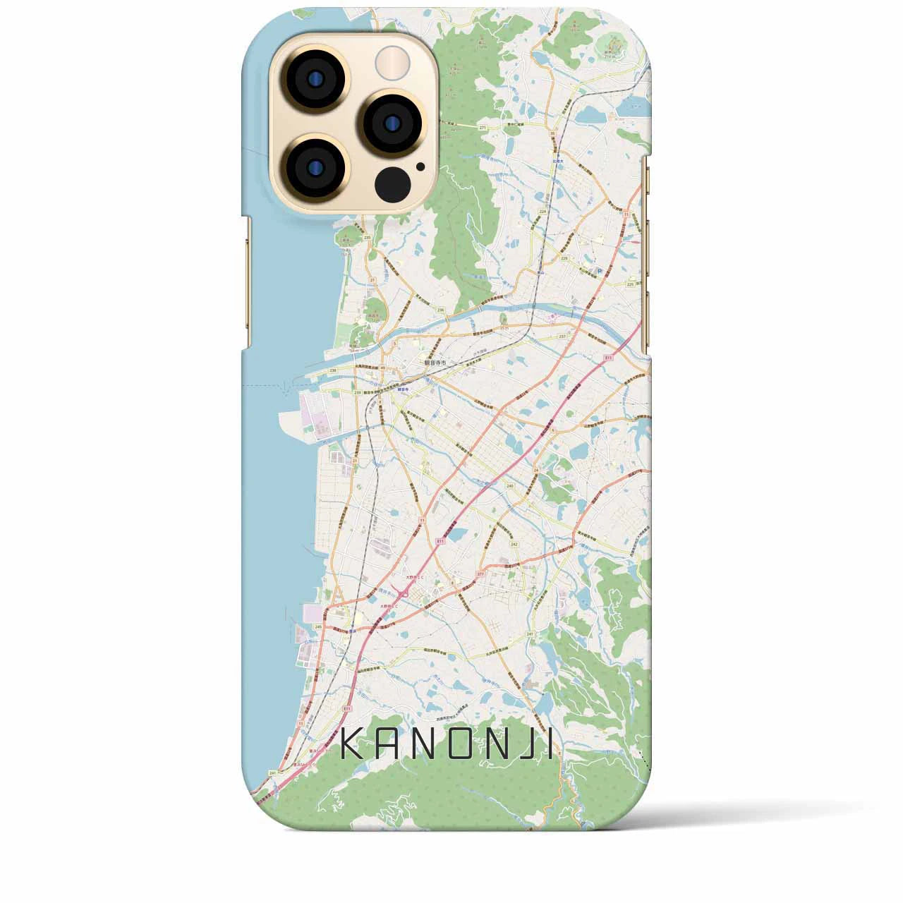 【観音寺】地図柄iPhoneケース（バックカバータイプ・ナチュラル）iPhone 12 Pro Max 用