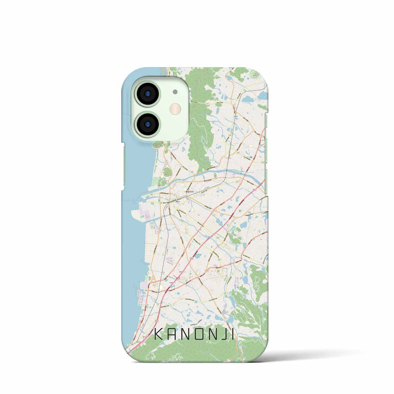 【観音寺】地図柄iPhoneケース（バックカバータイプ・ナチュラル）iPhone 12 mini 用