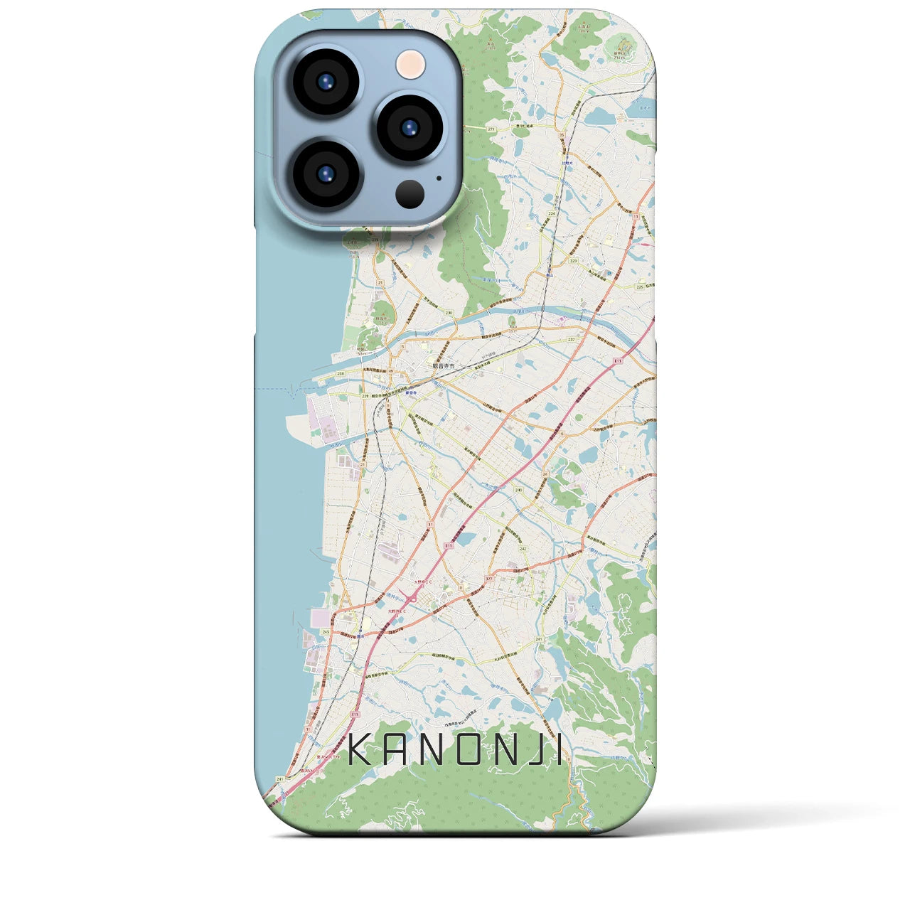 【観音寺】地図柄iPhoneケース（バックカバータイプ・ナチュラル）iPhone 13 Pro Max 用