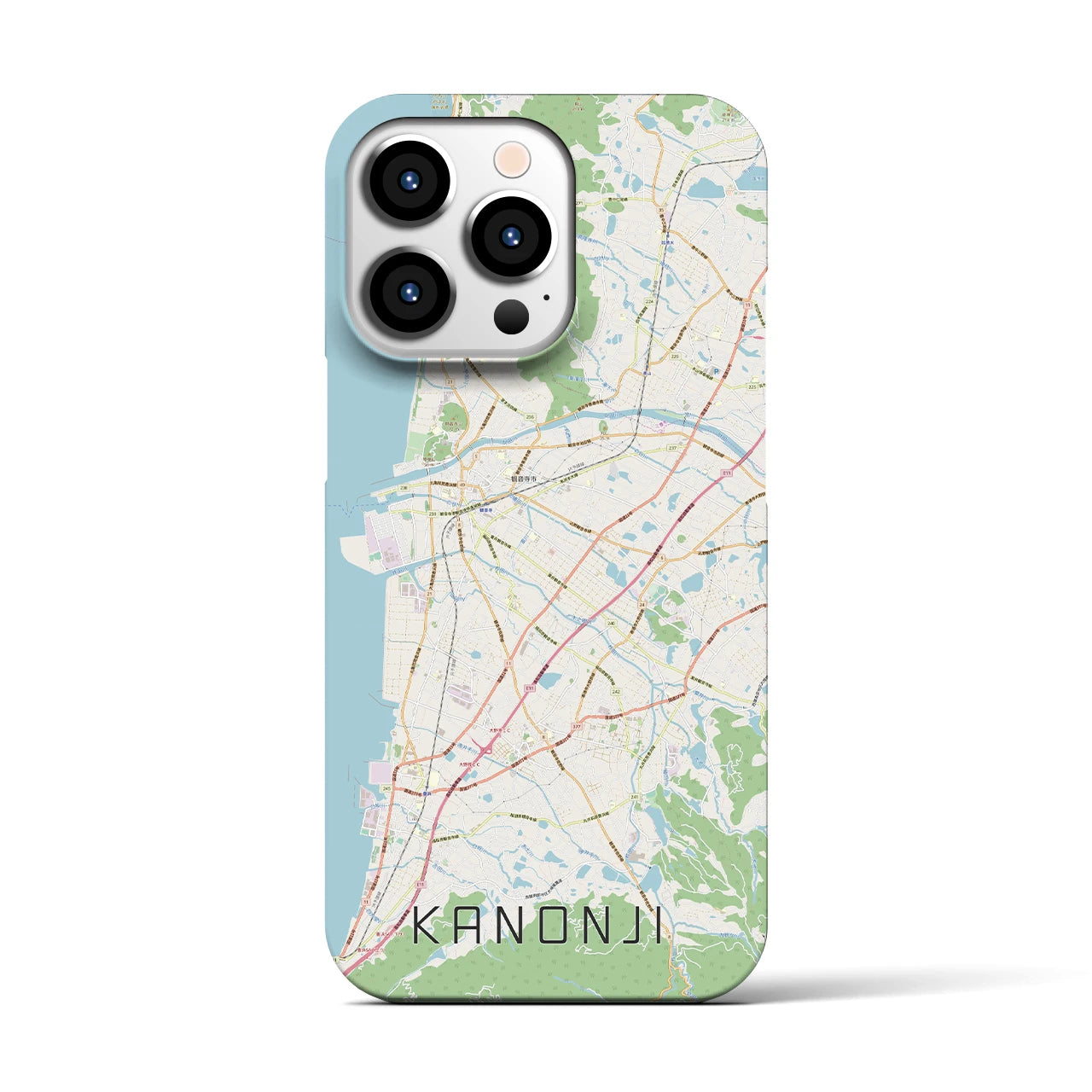 【観音寺】地図柄iPhoneケース（バックカバータイプ・ナチュラル）iPhone 13 Pro 用