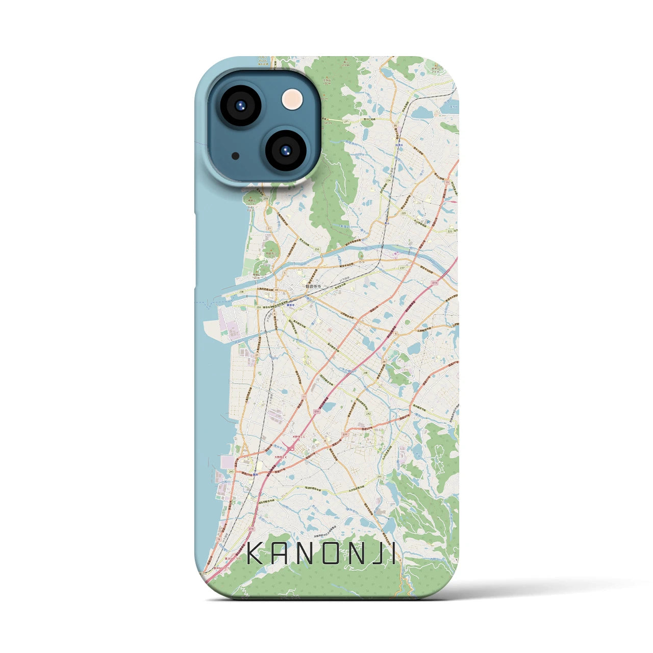 【観音寺】地図柄iPhoneケース（バックカバータイプ・ナチュラル）iPhone 13 用