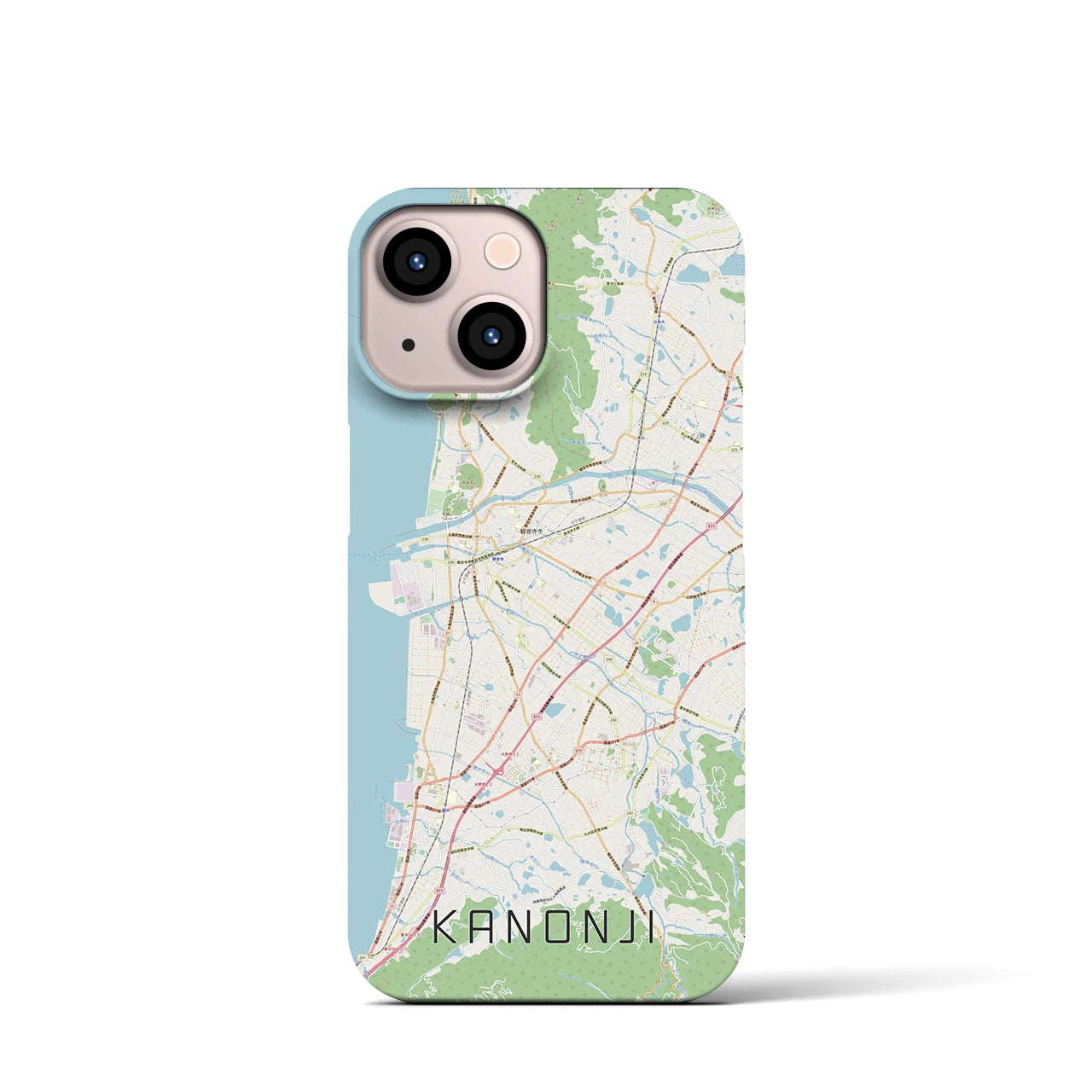 【観音寺】地図柄iPhoneケース（バックカバータイプ・ナチュラル）iPhone 13 mini 用
