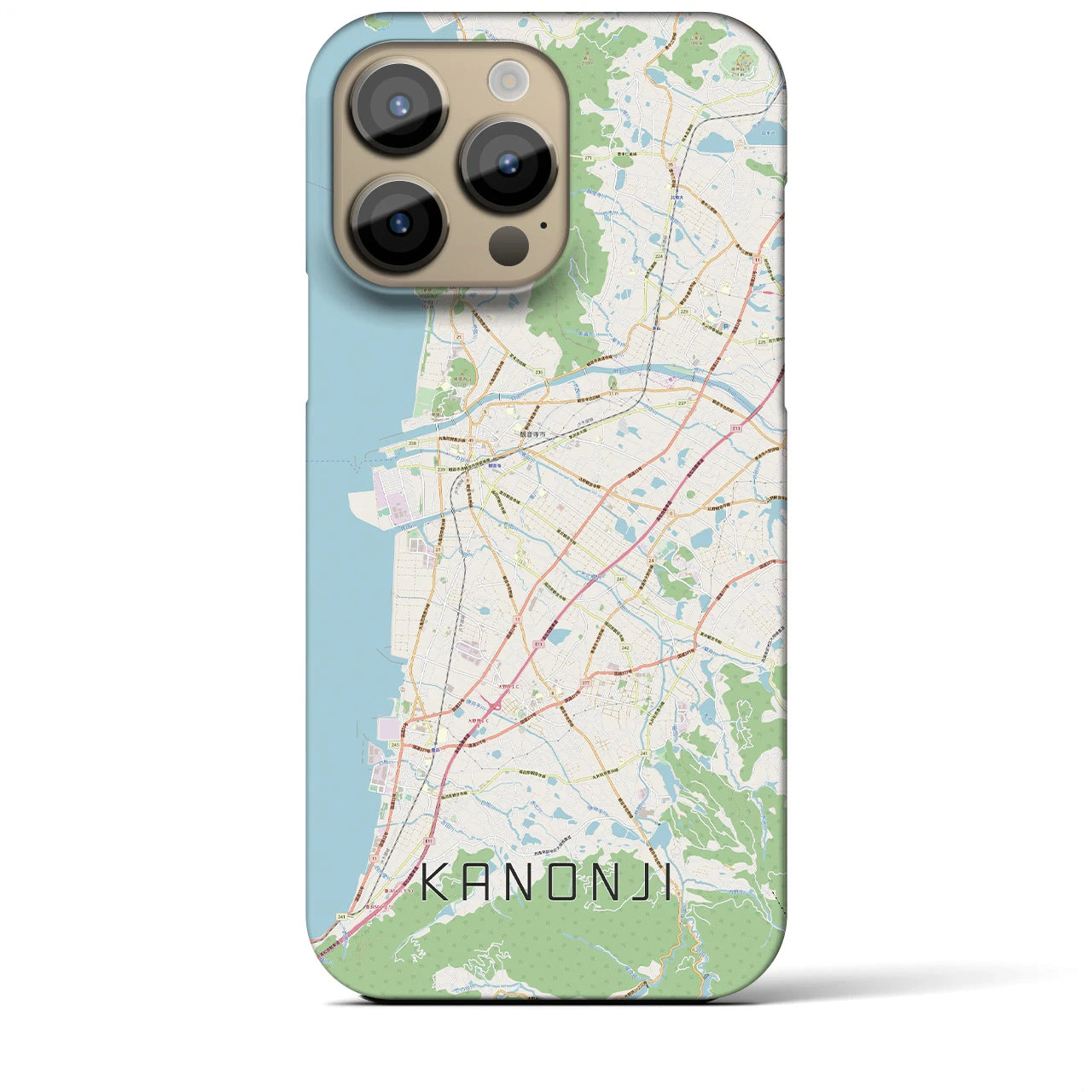【観音寺】地図柄iPhoneケース（バックカバータイプ・ナチュラル）iPhone 14 Pro Max 用