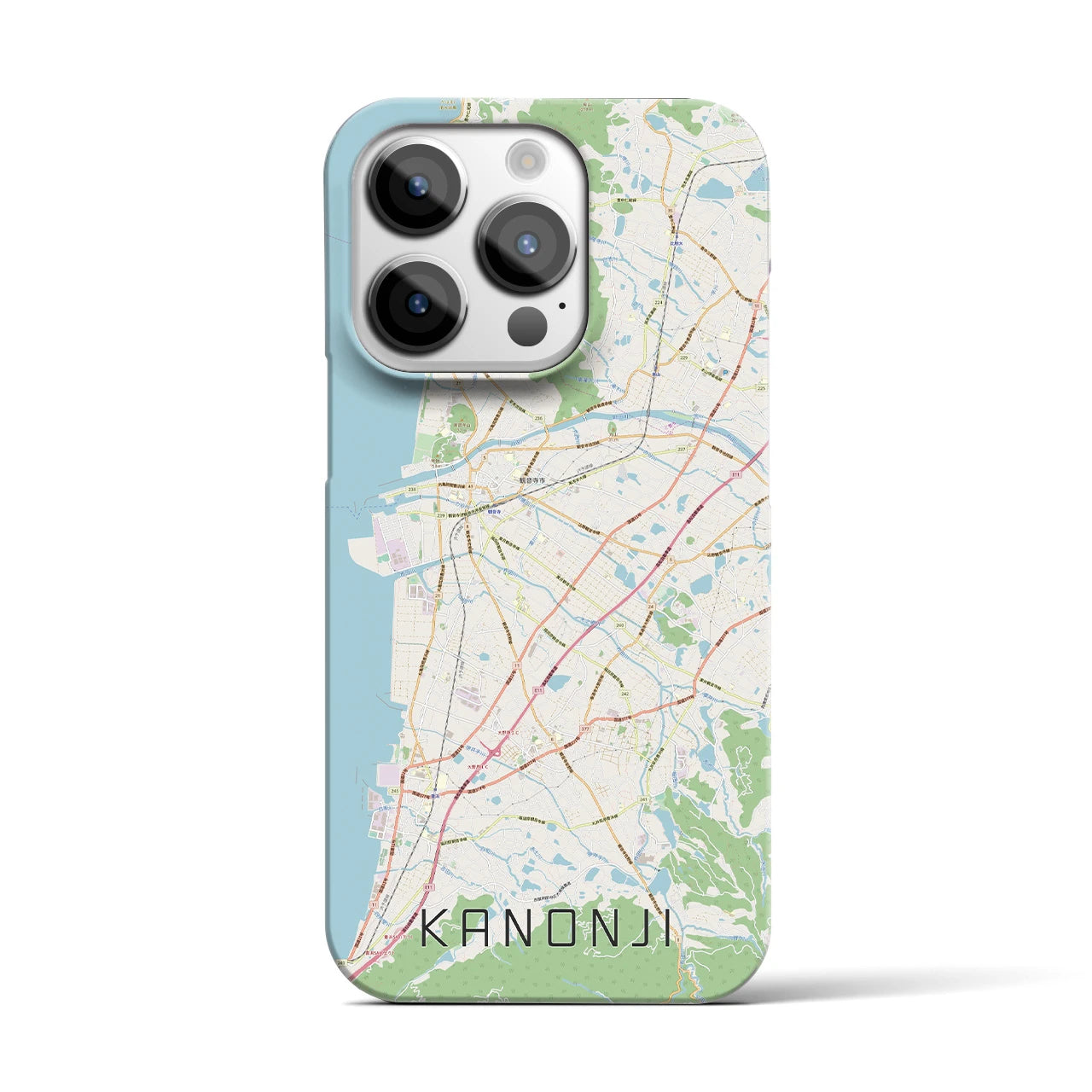 【観音寺】地図柄iPhoneケース（バックカバータイプ・ナチュラル）iPhone 14 Pro 用