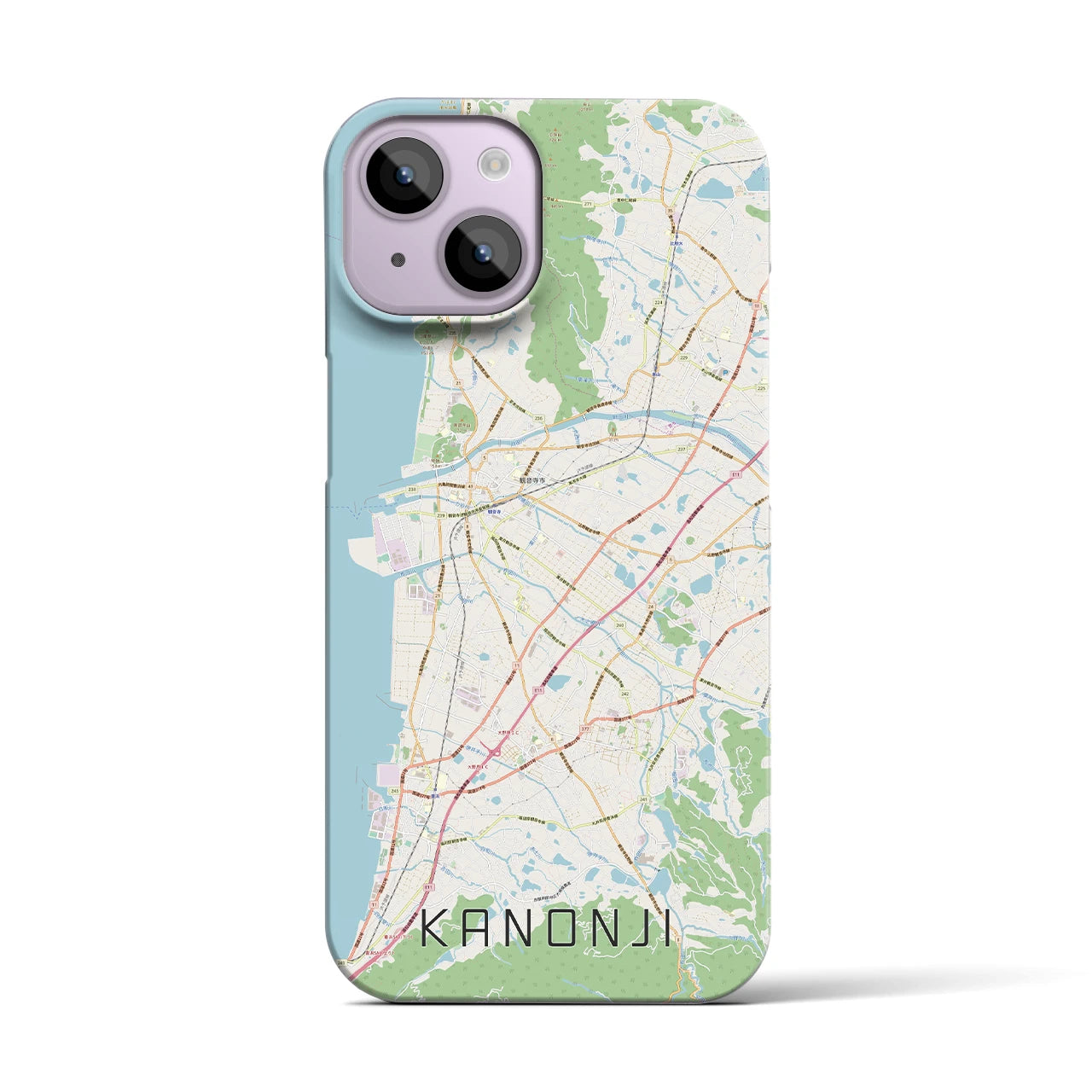 【観音寺】地図柄iPhoneケース（バックカバータイプ・ナチュラル）iPhone 14 用