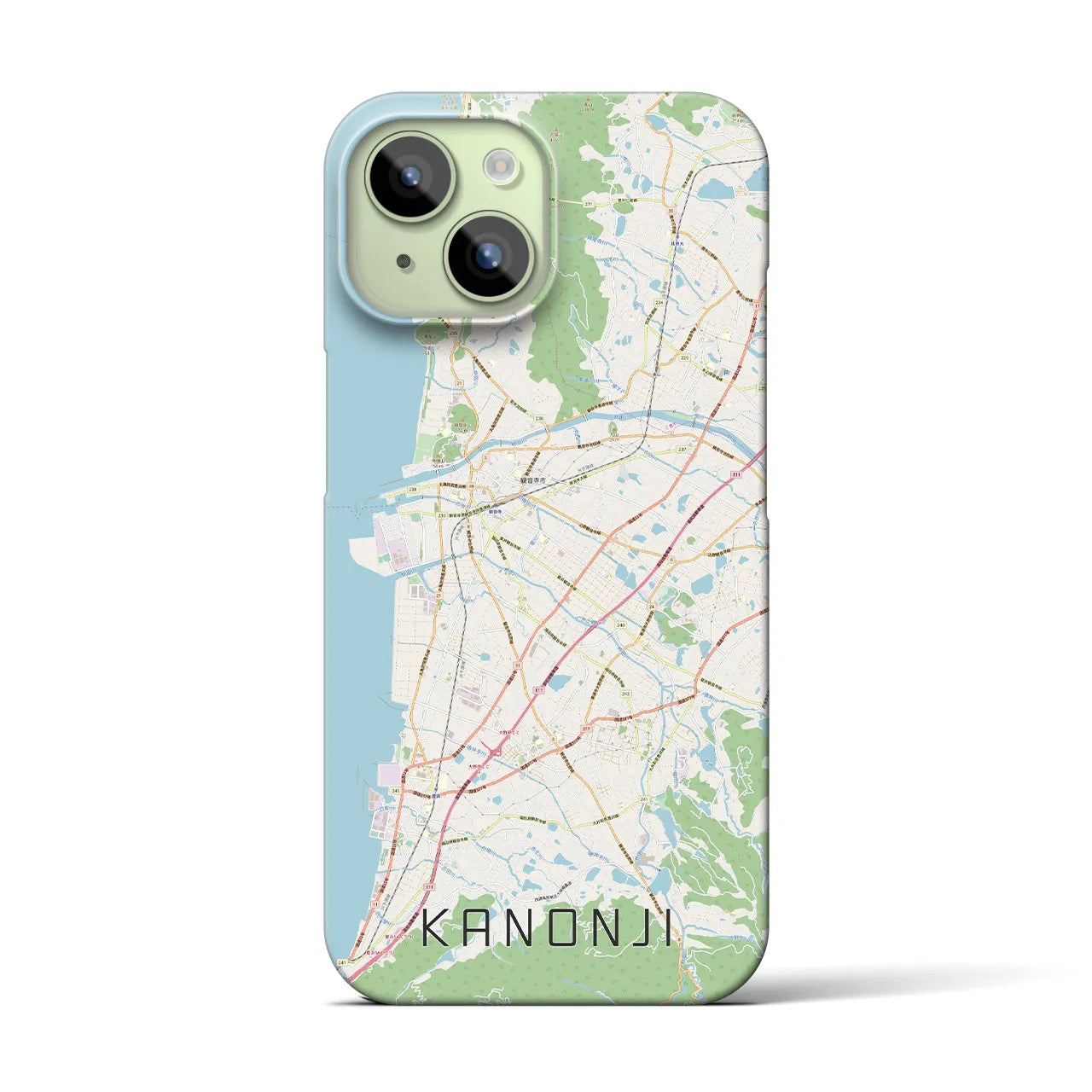 【観音寺】地図柄iPhoneケース（バックカバータイプ・ナチュラル）iPhone 15 用