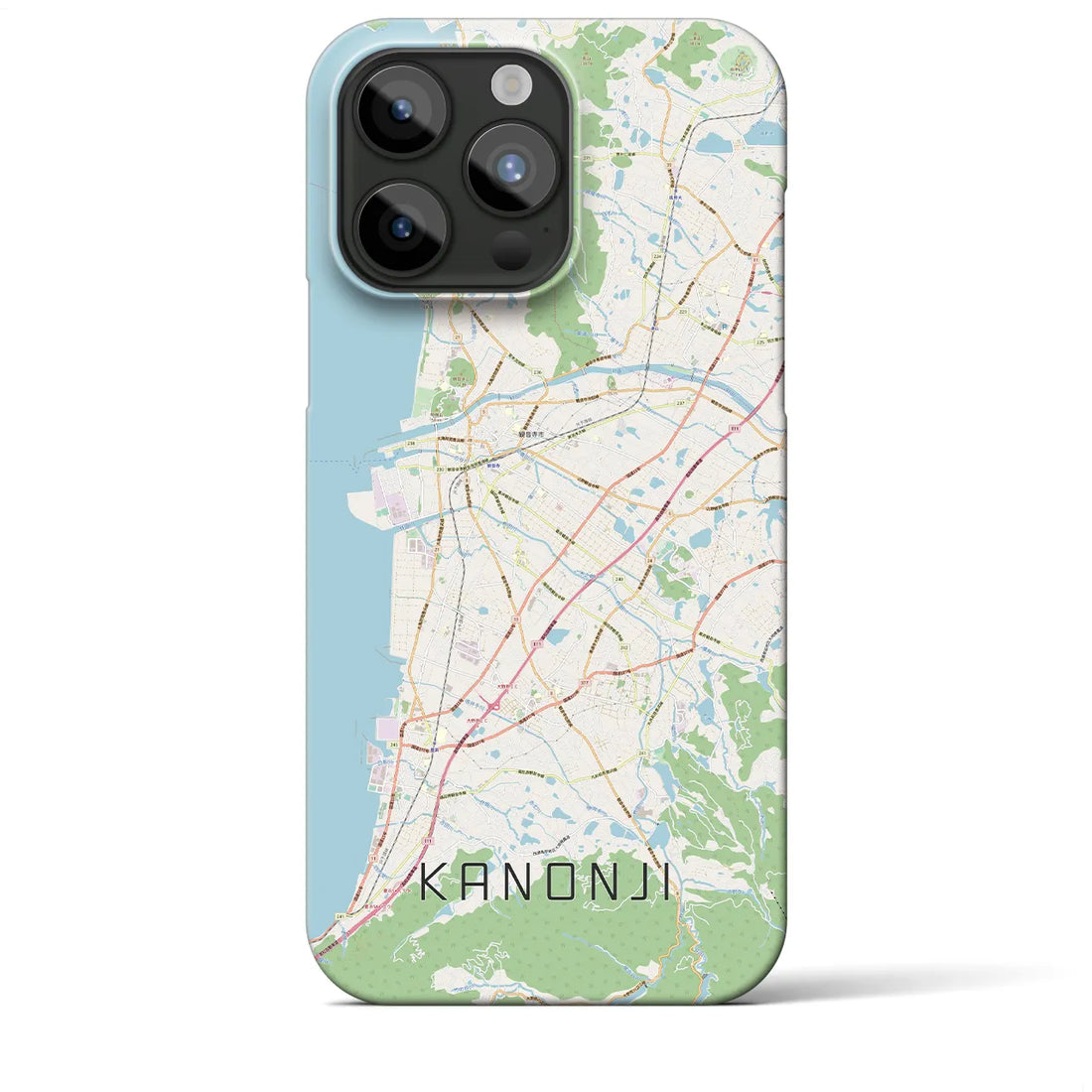 【観音寺】地図柄iPhoneケース（バックカバータイプ・ナチュラル）iPhone 15 Pro Max 用