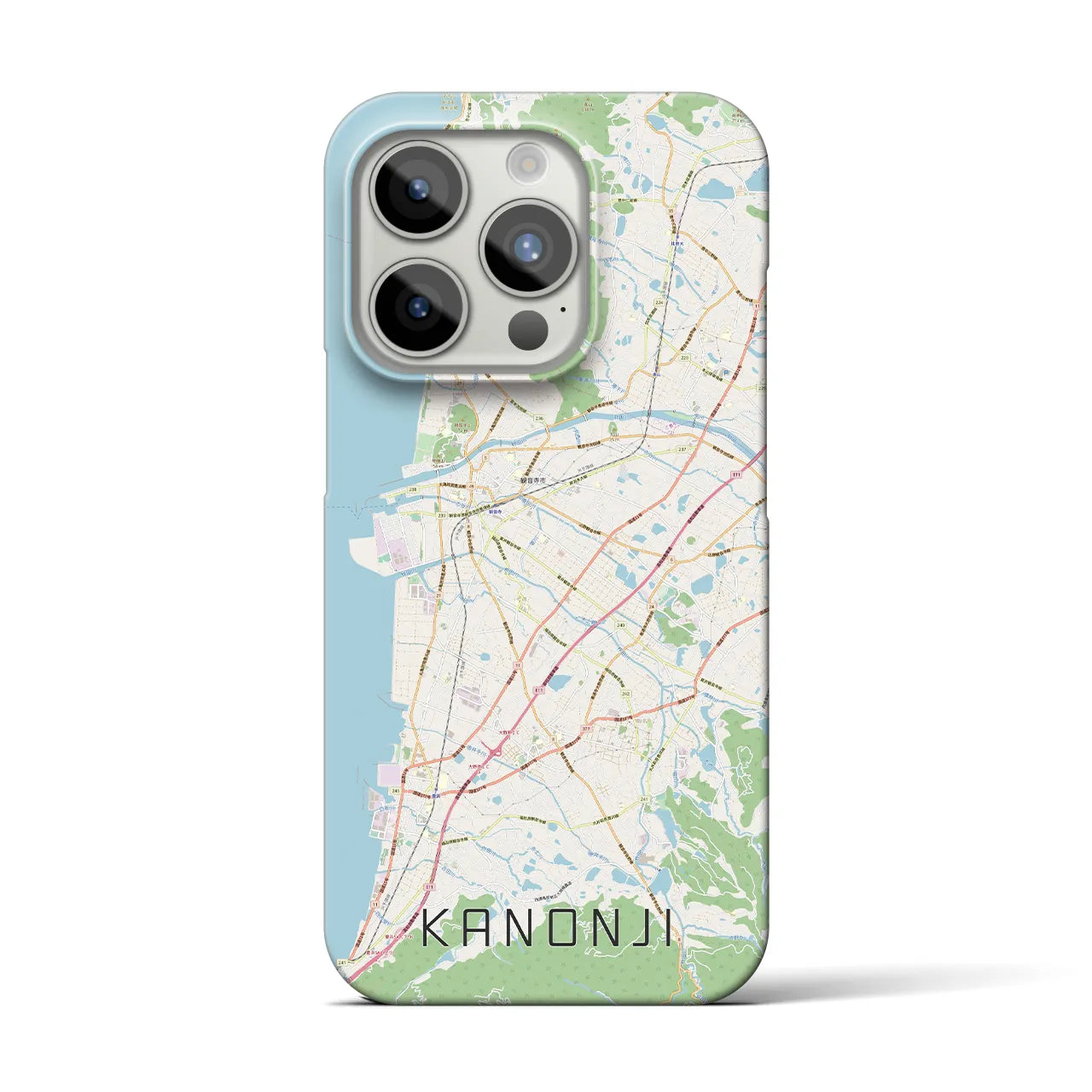 【観音寺】地図柄iPhoneケース（バックカバータイプ・ナチュラル）iPhone 15 Pro 用