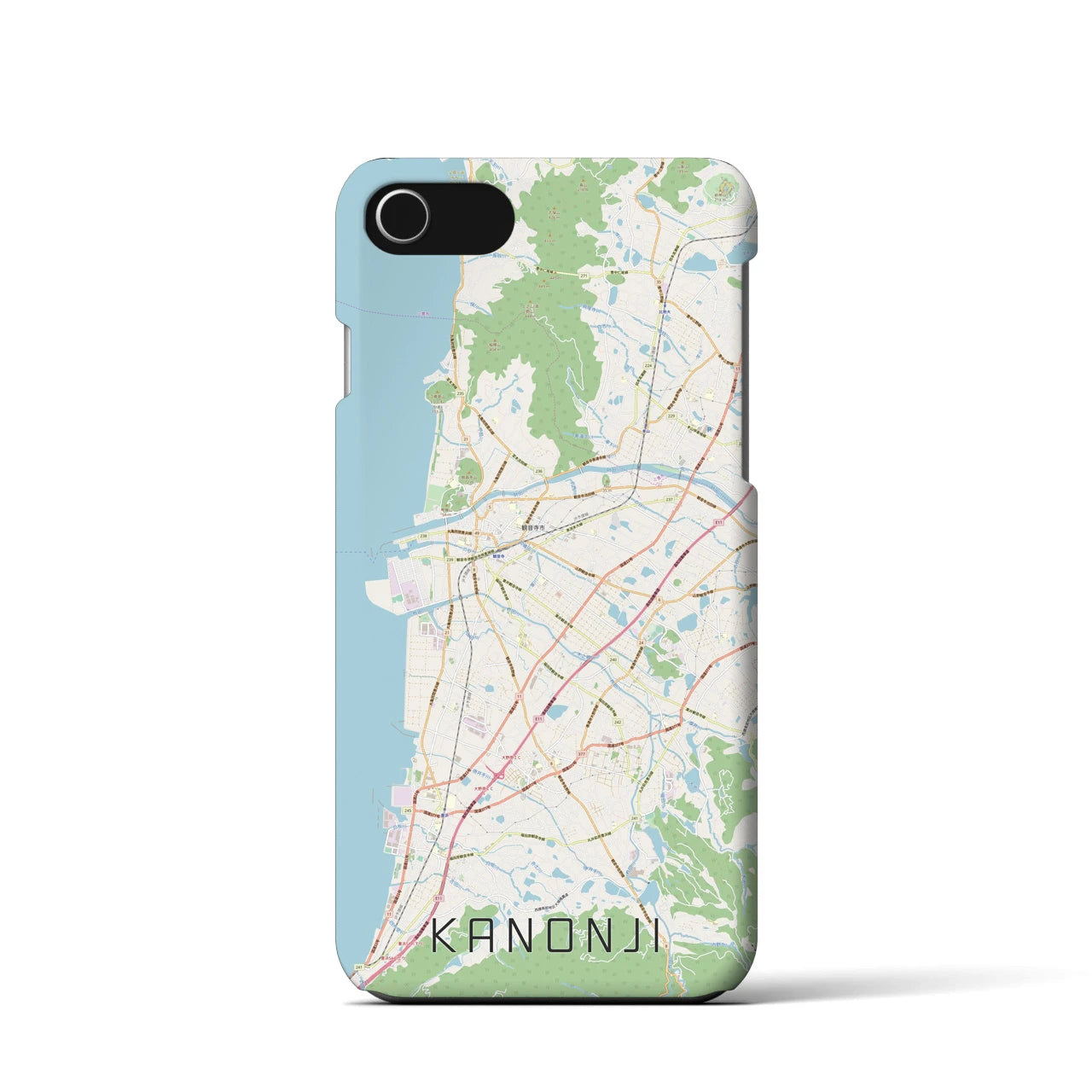 【観音寺】地図柄iPhoneケース（バックカバータイプ・ナチュラル）iPhone SE（第3 / 第2世代） / 8 / 7 / 6s / 6 用