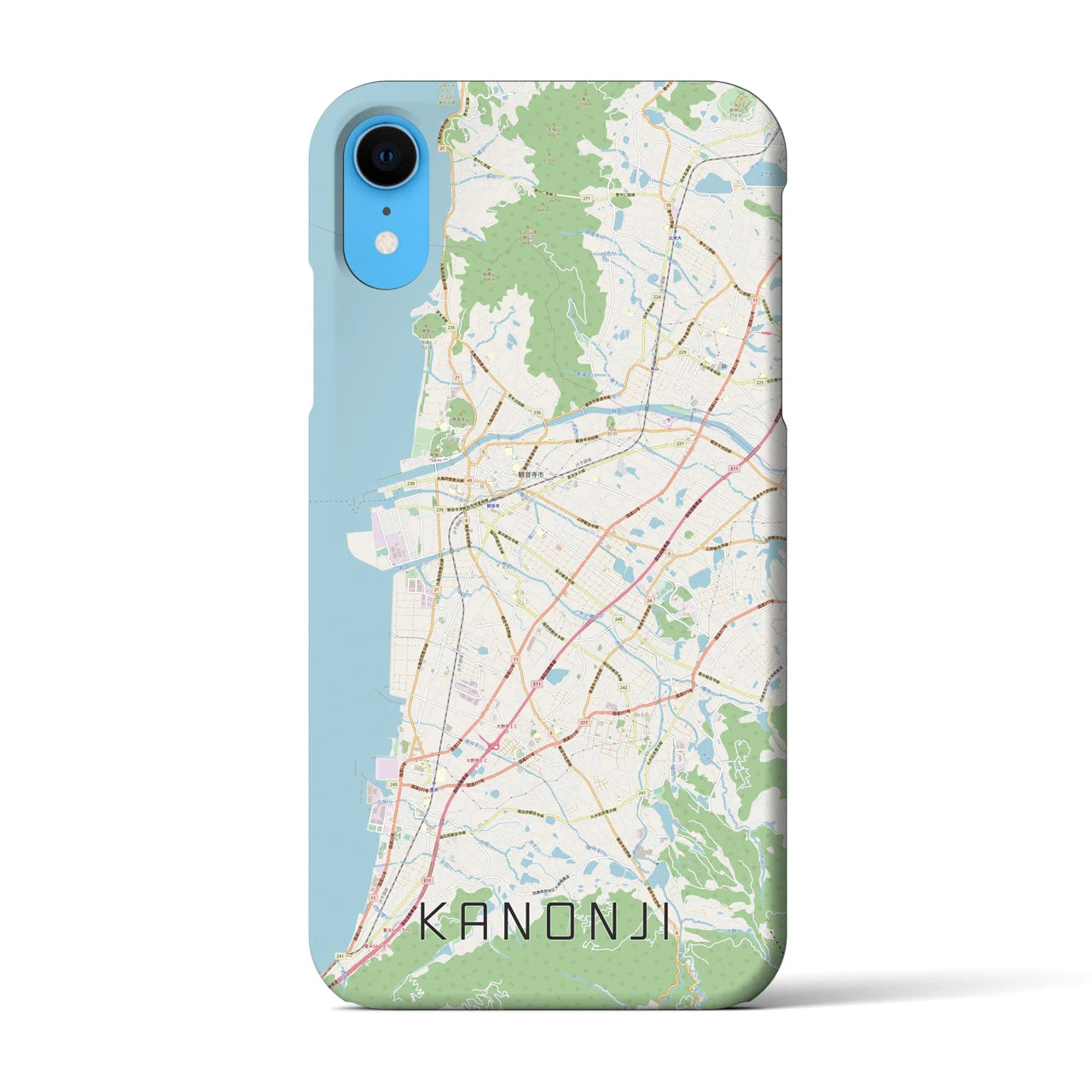 【観音寺】地図柄iPhoneケース（バックカバータイプ・ナチュラル）iPhone XR 用