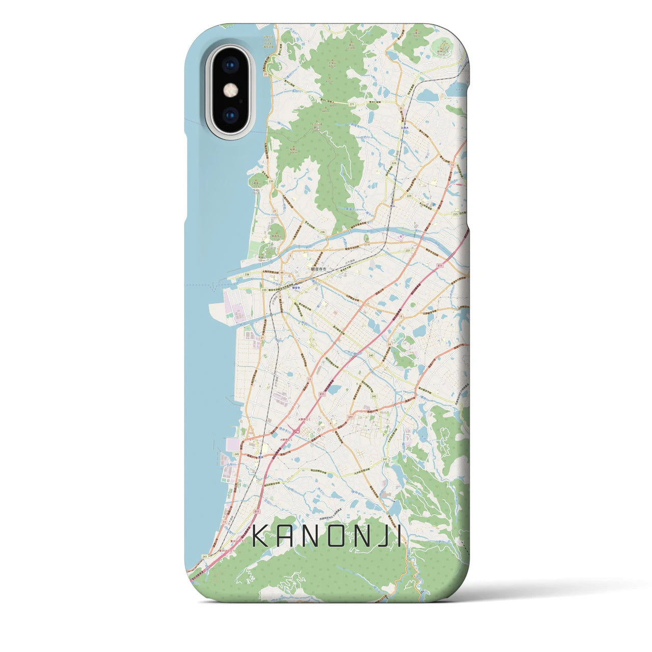 【観音寺】地図柄iPhoneケース（バックカバータイプ・ナチュラル）iPhone XS Max 用