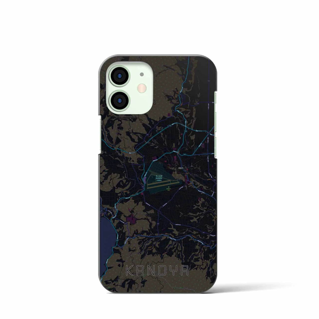 【鹿屋】地図柄iPhoneケース（バックカバータイプ・ブラック）iPhone 12 mini 用