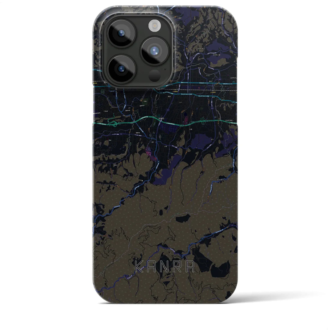 【甘楽】地図柄iPhoneケース（バックカバータイプ・ブラック）iPhone 15 Pro Max 用